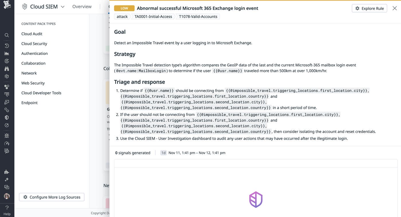 Microsoft 365 Cloud SIEM signal for Exchange login event Microsoft 365 Cloud SIEM signal for Exchange login event