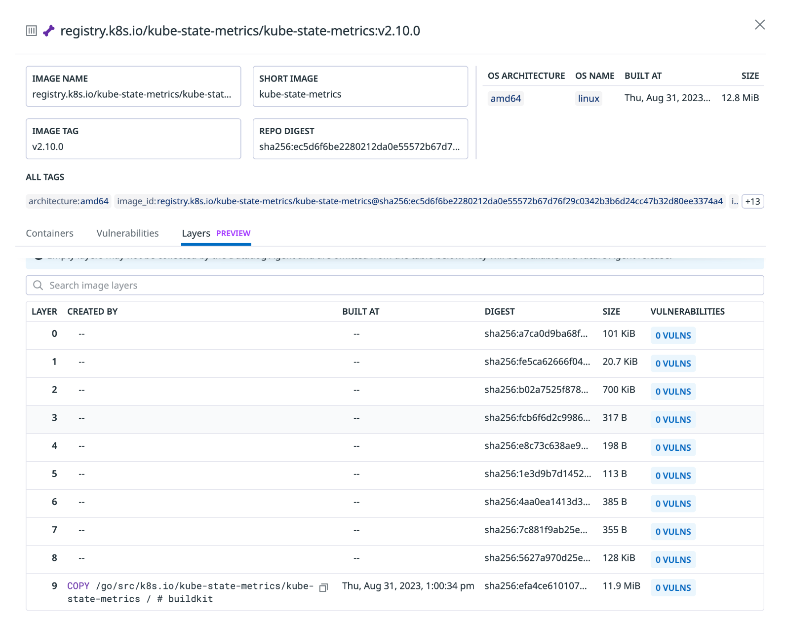 Child images inherit missing metadata from the base image.