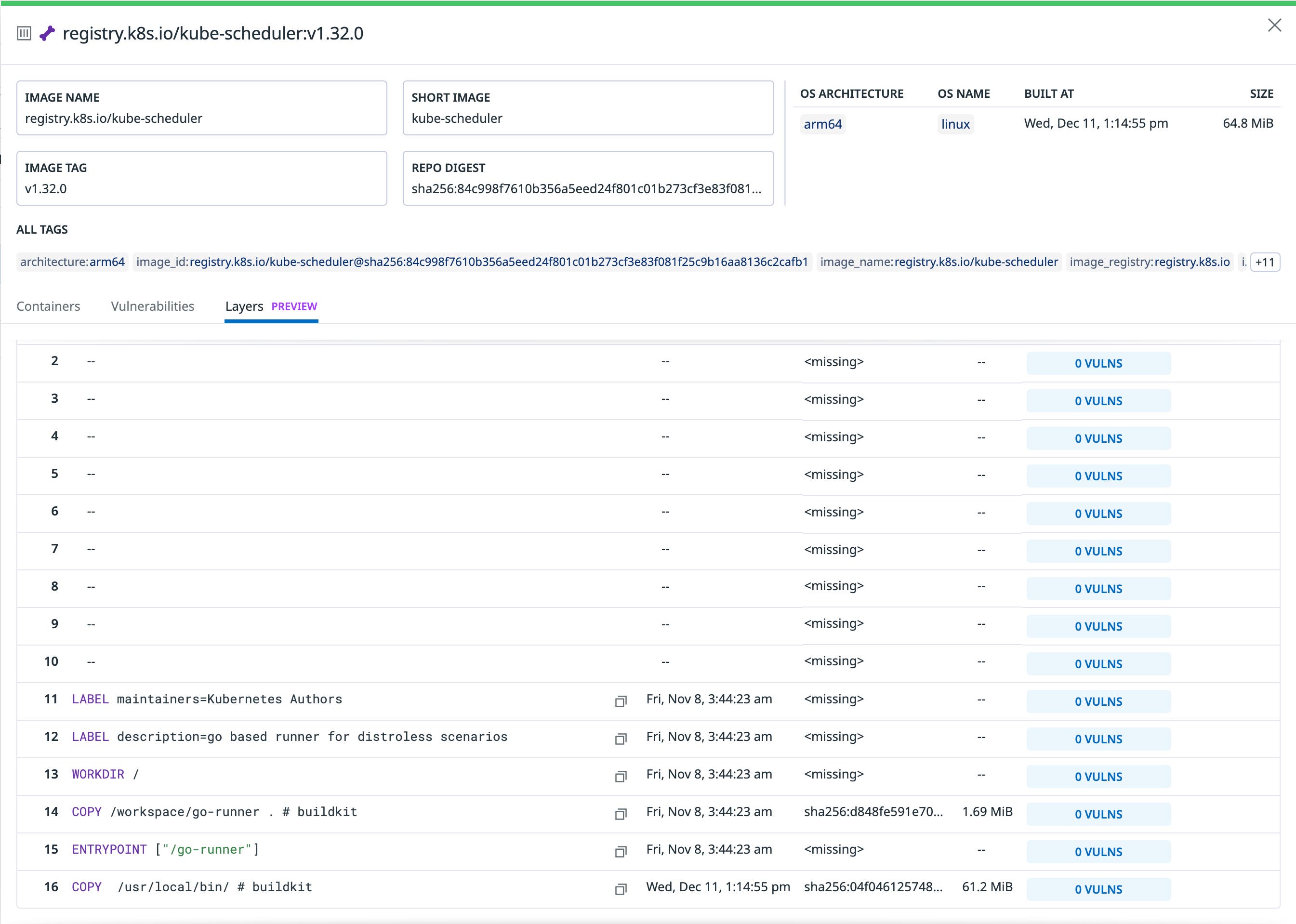 The digest field show <missing> for Docker images. The digest field show <missing> for Docker images.