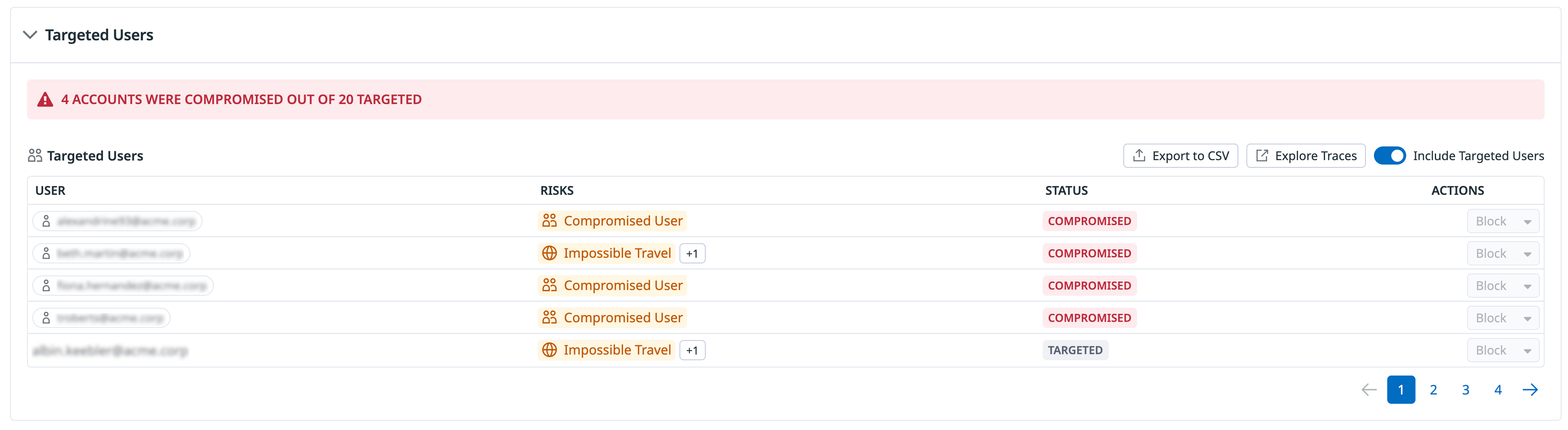Identify targeted users in account takeovers