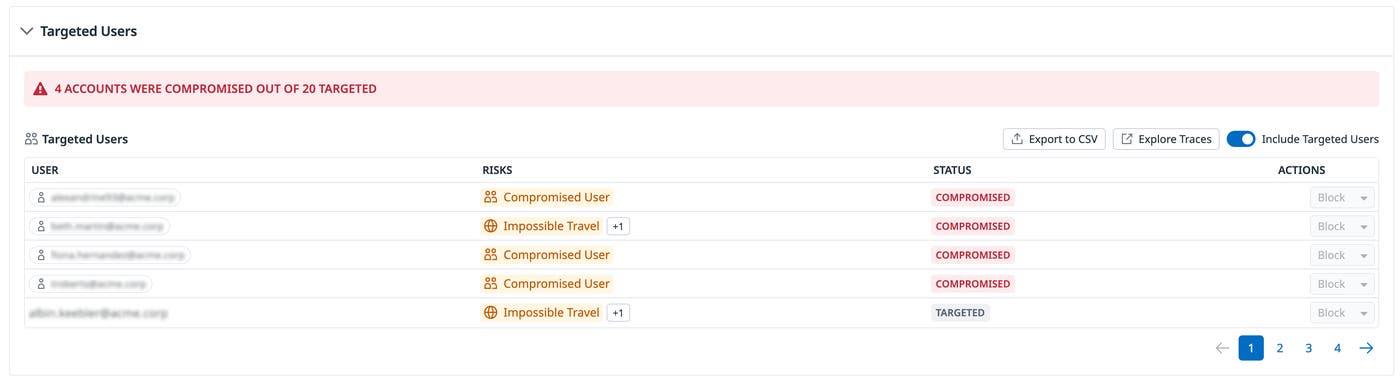 Identify targeted users in account takeovers Identify targeted users in account takeovers