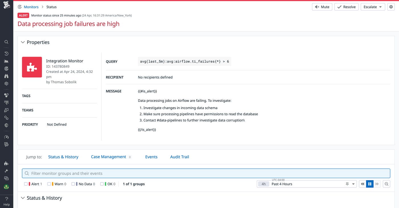 Alerting on pipeline orchestration job failures. Alerting on pipeline orchestration job failures.