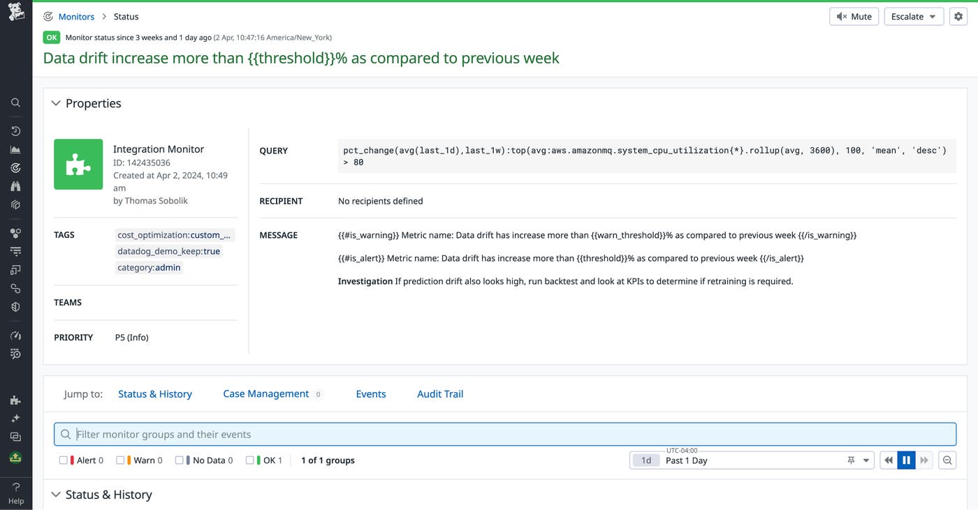 Alerting on data drift metrics. Alerting on data drift metrics.