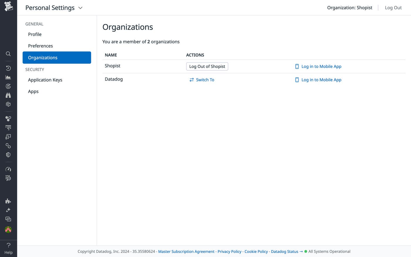 Switch between organizations to log into Switch between organizations to log into