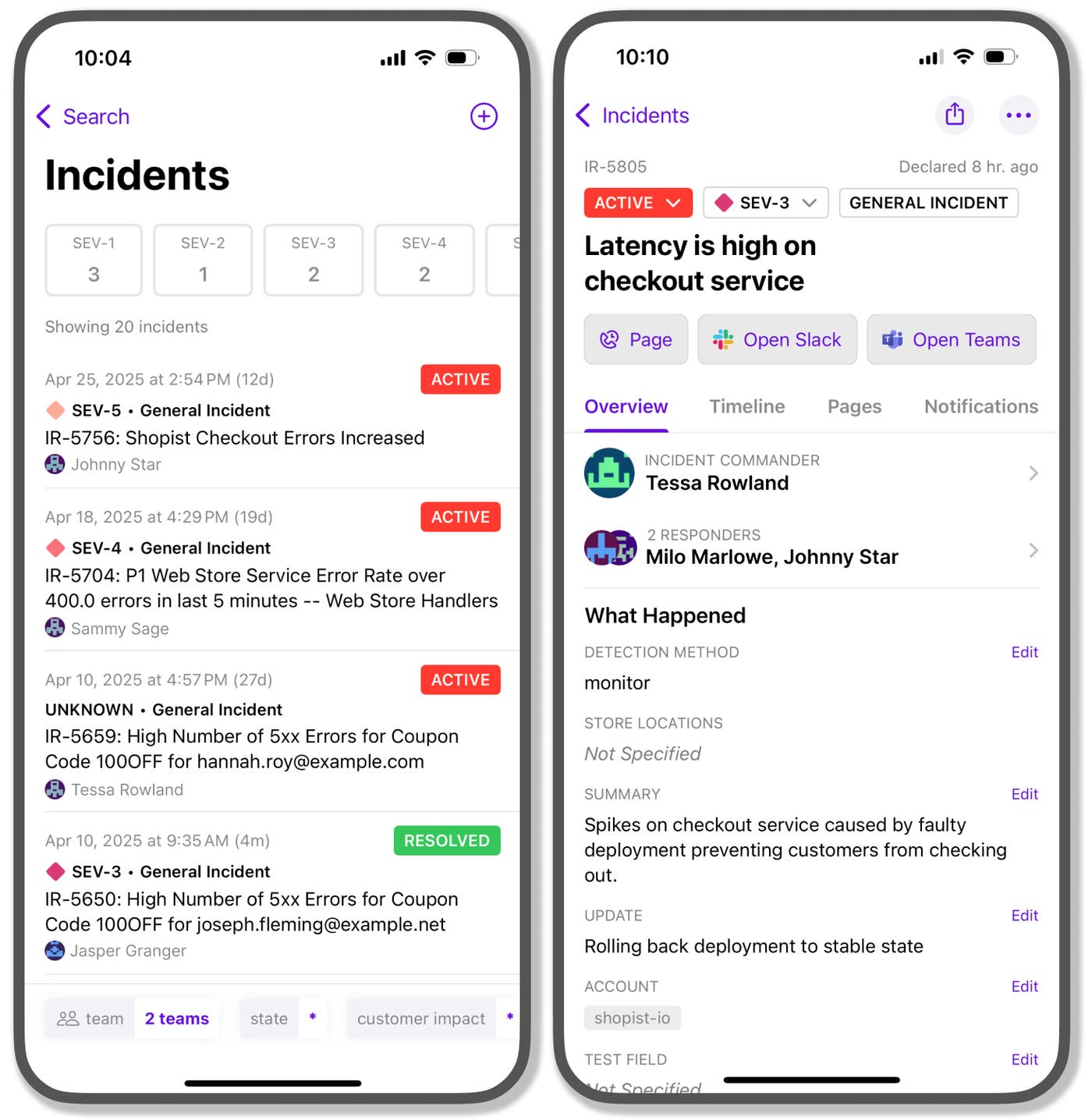 Incident management in the Datadog mobile app. Incident management in the Datadog mobile app.