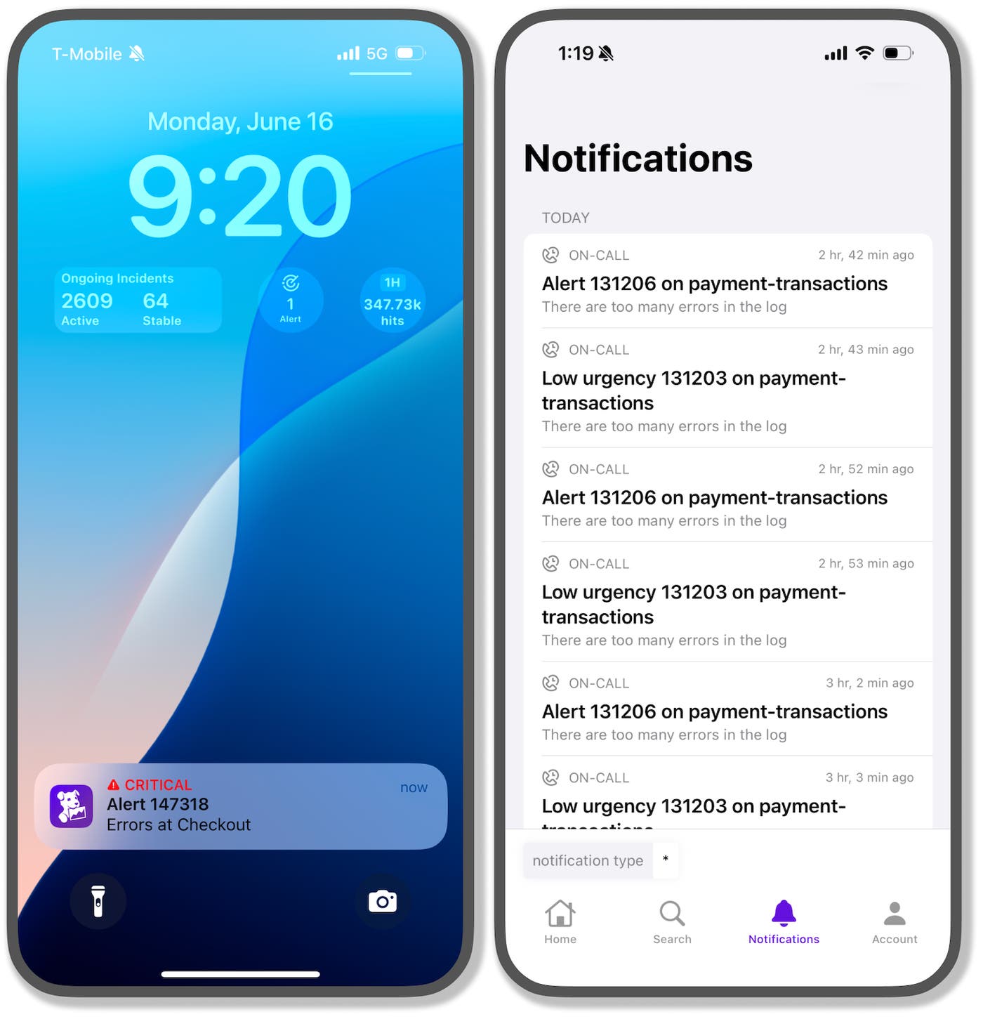 The mobile app's Notification Center feed on iOS. The mobile app's Notification Center feed on iOS.