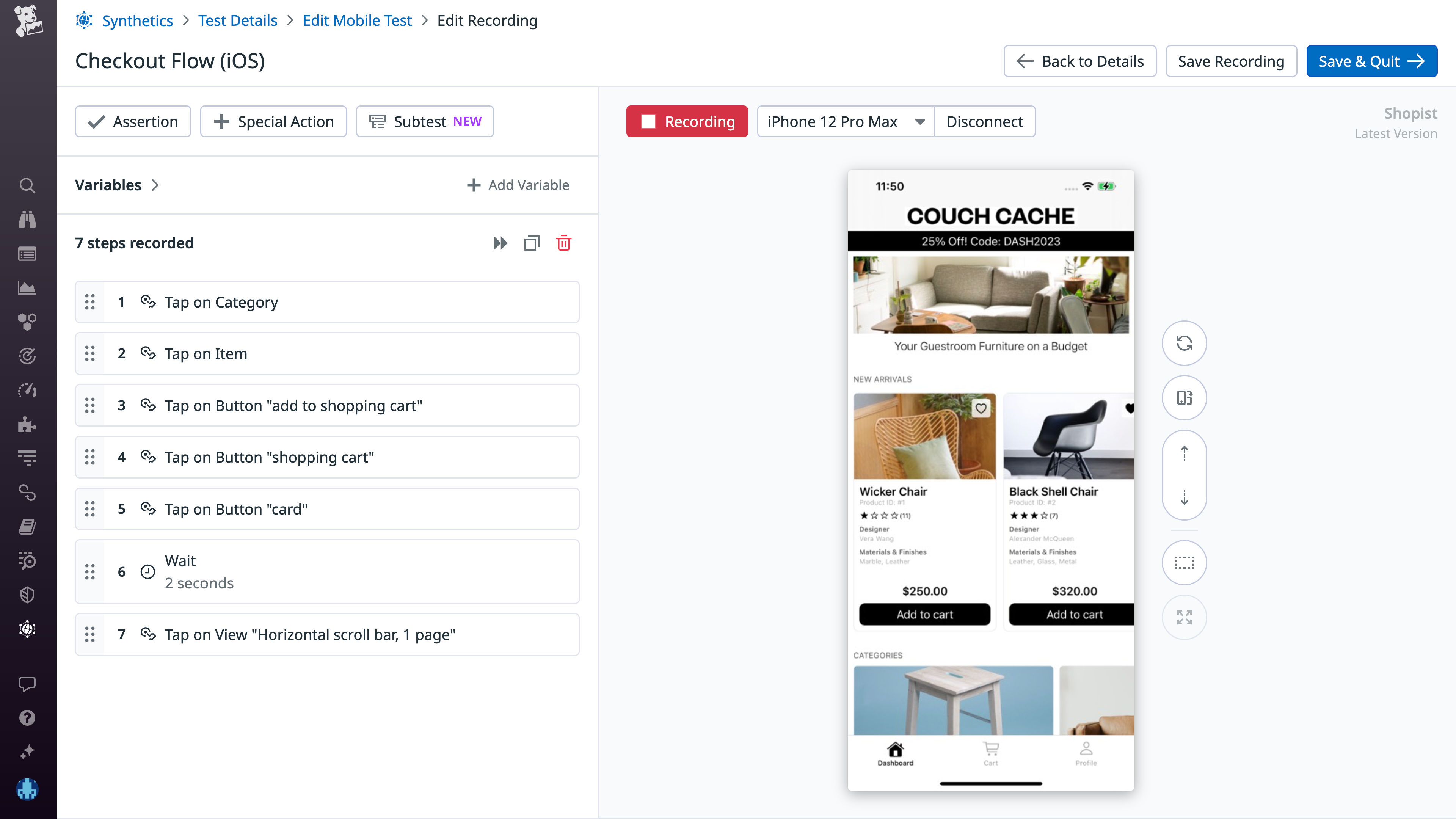 Easily create a new test without writing code