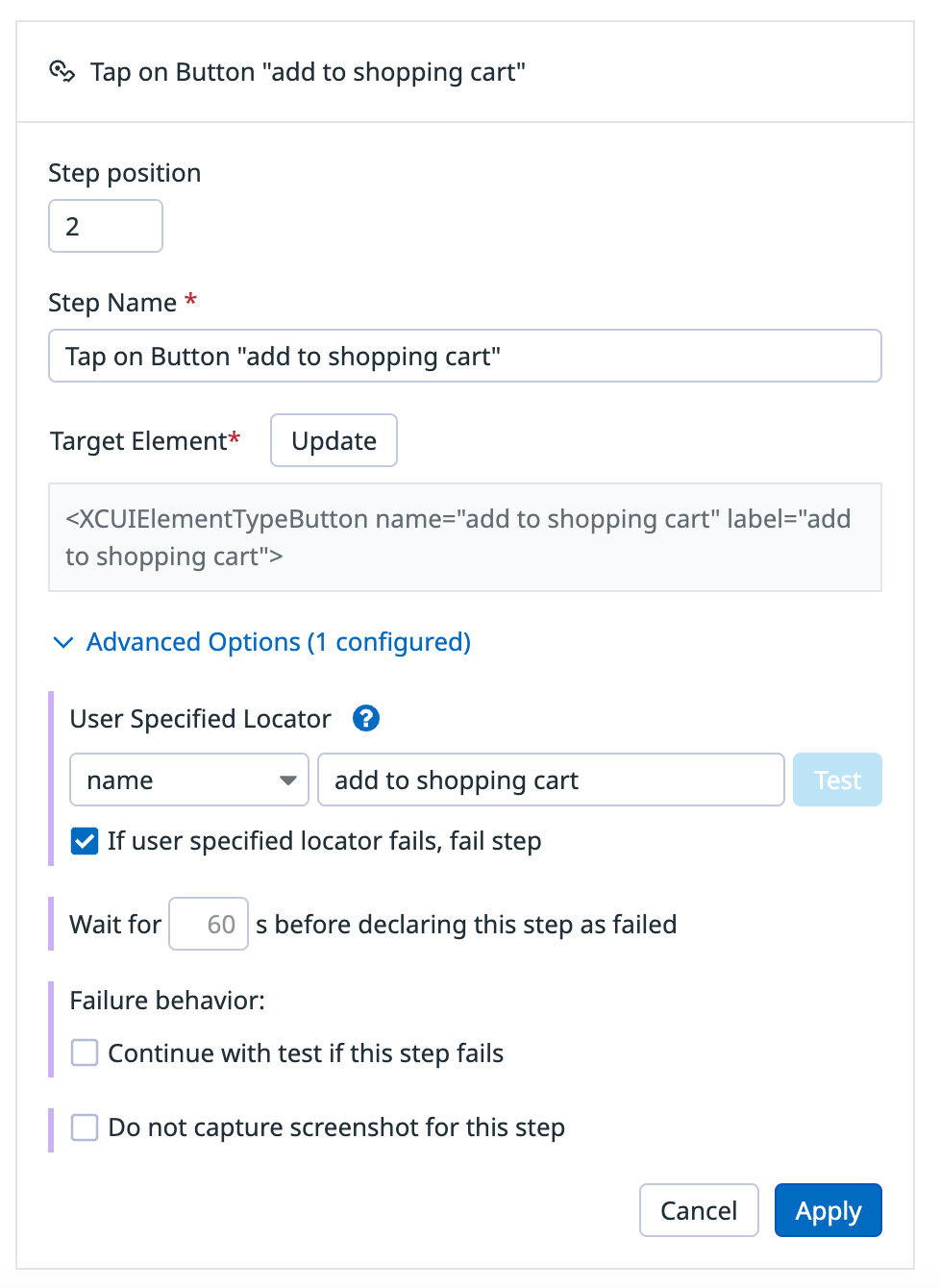 Easily edit steps in your mobile application tests