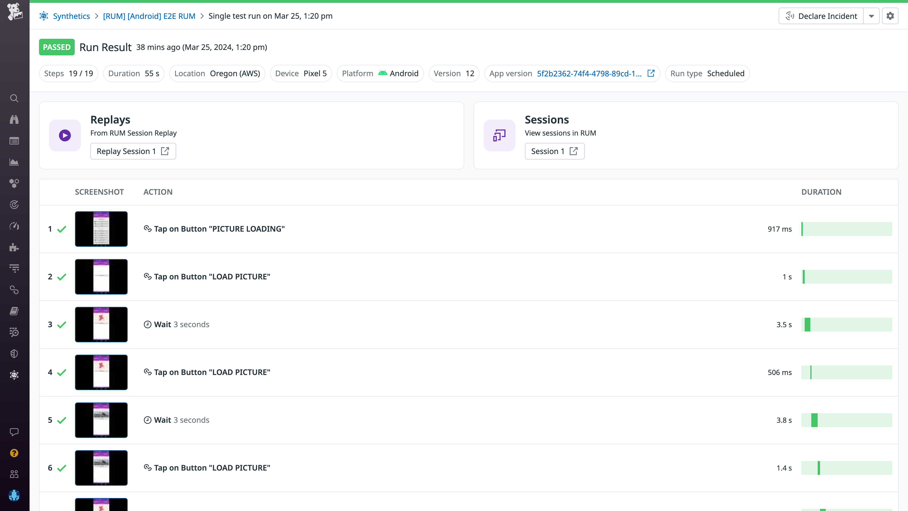 Drill down into executions and associated metadata in the test details page