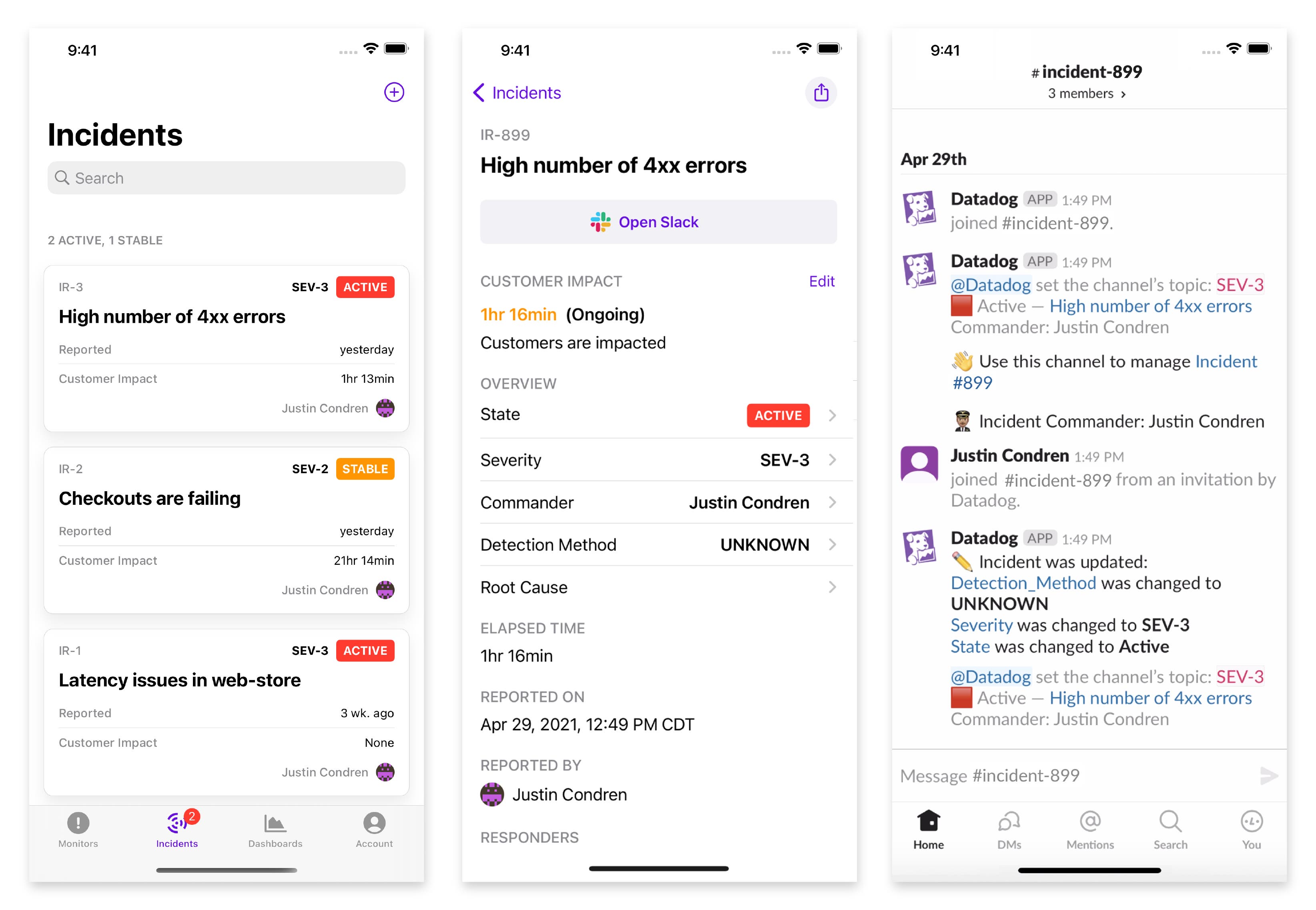 Getting up to date on an incident via the Datadog mobile app. Getting up to date on an incident via the Datadog mobile app.