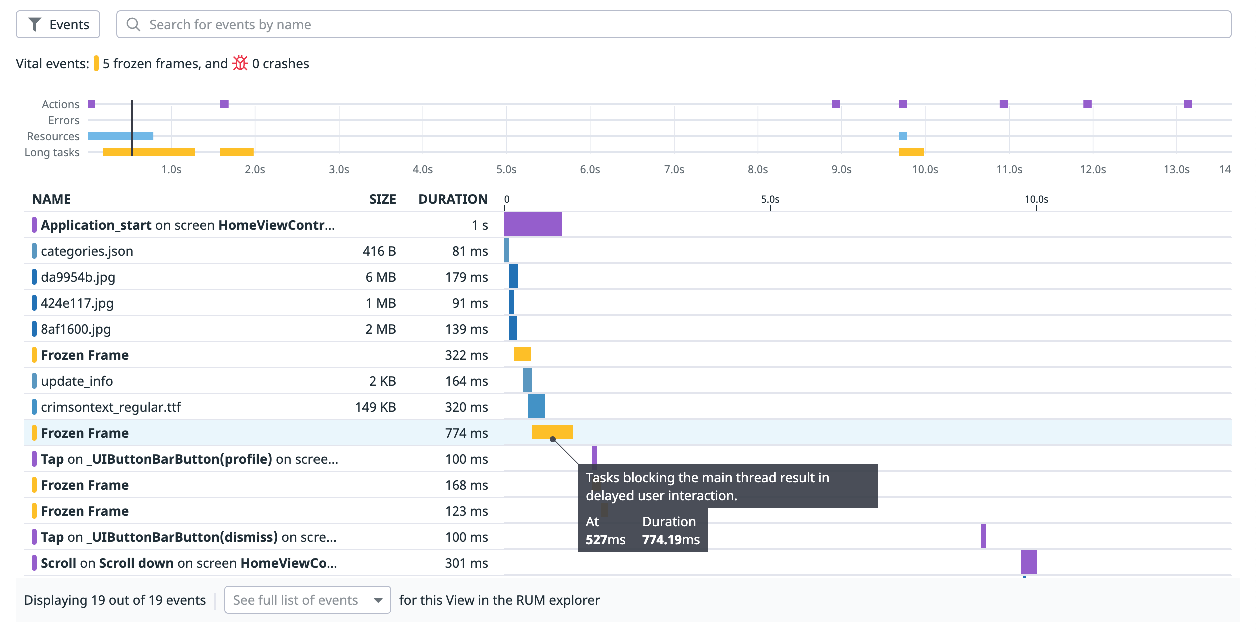 Monitor for app freezes.