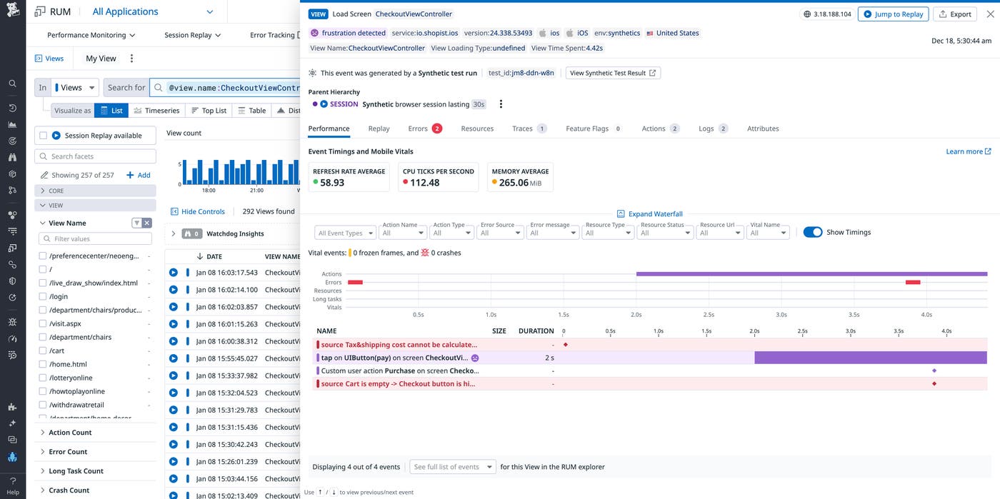 the session detail page provides a waterfall of resources loaded along with key performance metrics the session detail page provides a waterfall of resources loaded along with key performance metrics