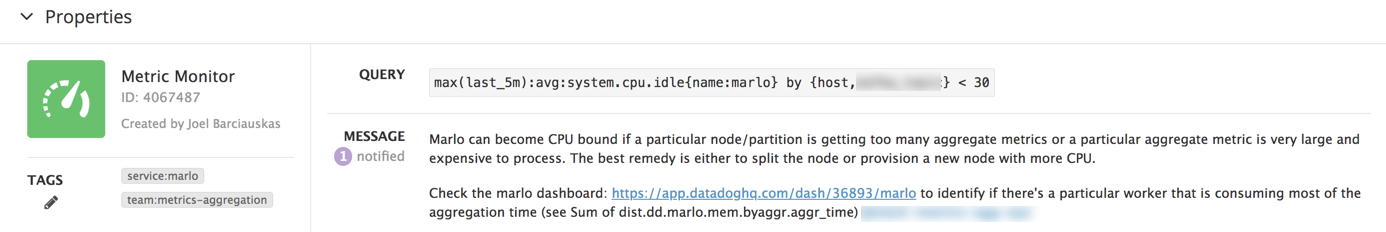 Monitor status page properties