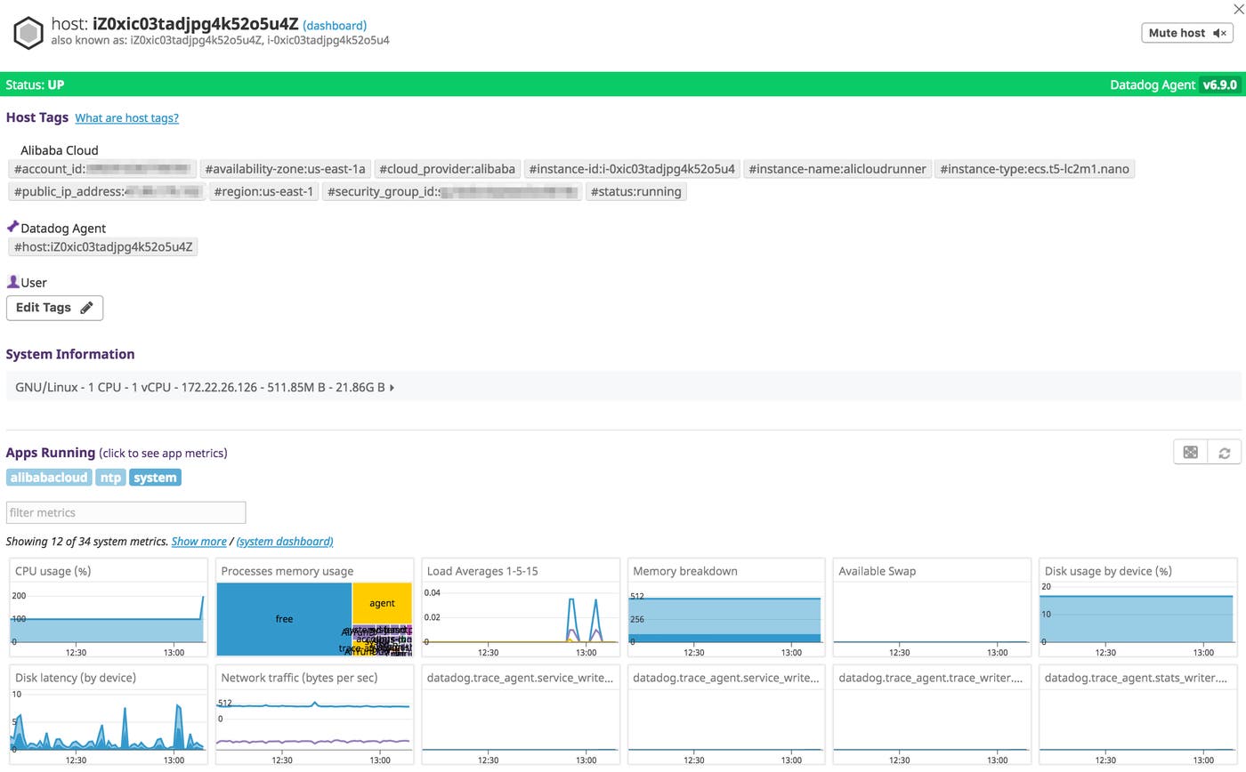 Monitor Alibaba Cloud by combining data from our agentless integration with metrics and metadata from the Datadog Agent Monitor Alibaba Cloud by combining data from our agentless integration with metrics and metadata from the Datadog Agent