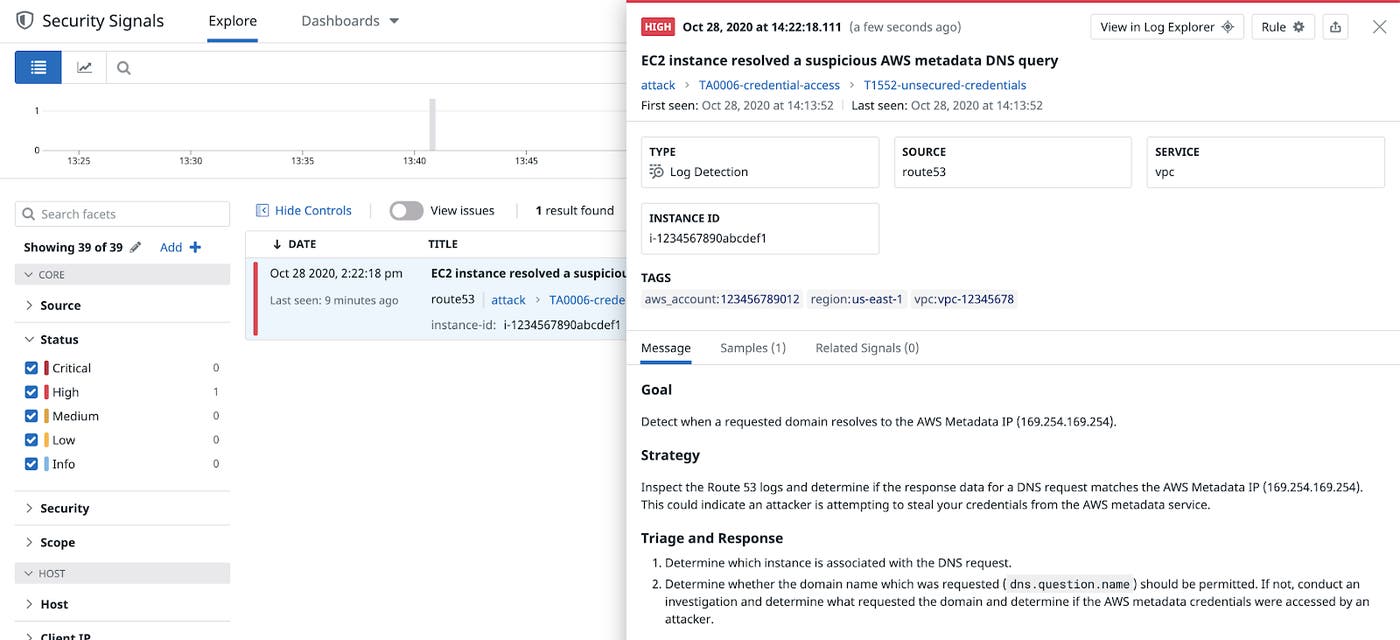 An example of a triggered security signal An example of a triggered security signal