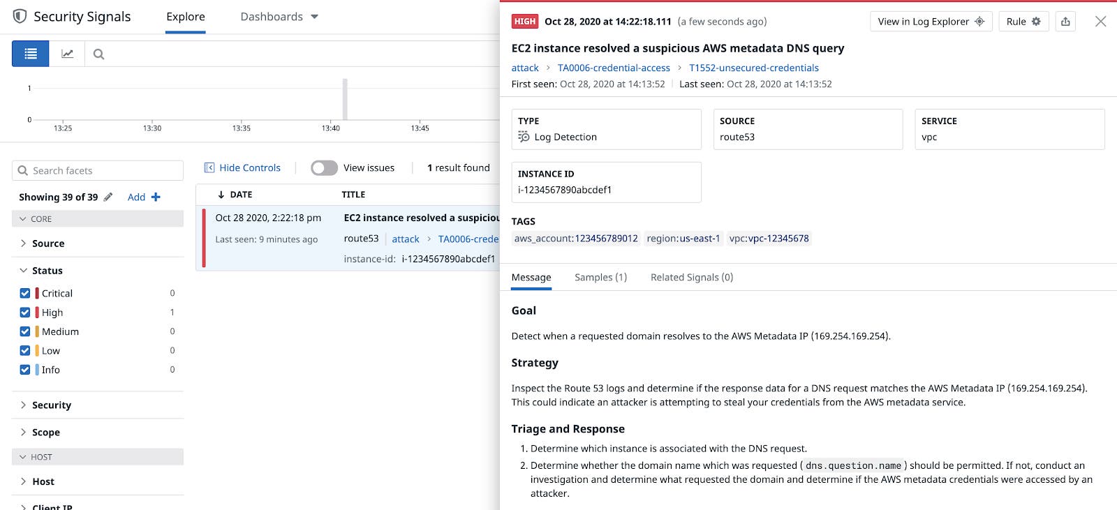 An example of a triggered security signal An example of a triggered security signal