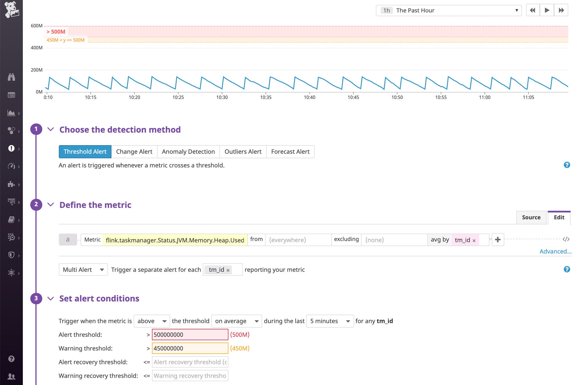 You can set up an alert to automatically notify you when heap memory consumption has exceeded a critical threshold. You can set up an alert to automatically notify you when heap memory consumption has exceeded a critical threshold.