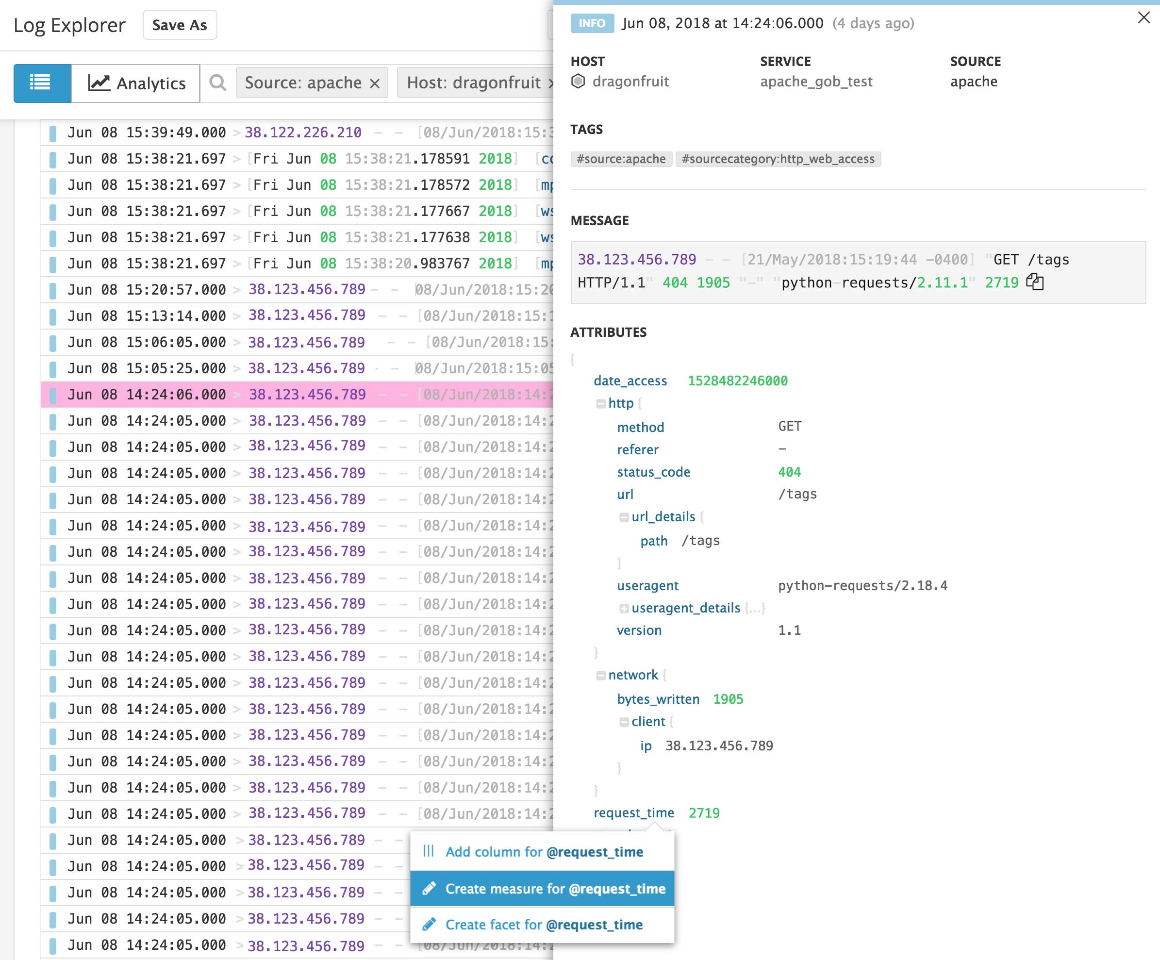 Monitor Apache Datadog: see new parsed request time Monitor Apache Datadog: see new parsed request time