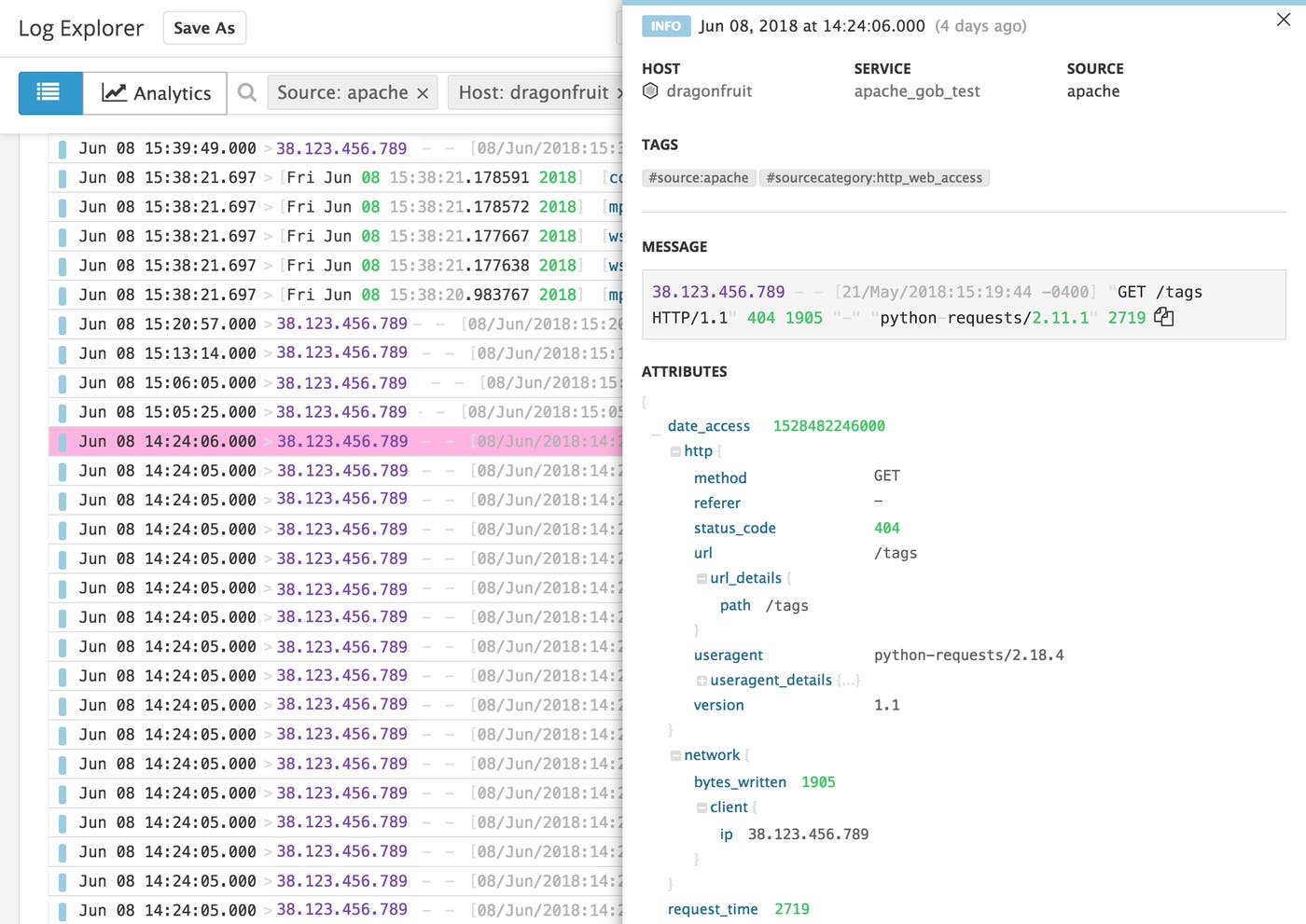 Monitor Apache Datadog: see new parsed request time Monitor Apache Datadog: see new parsed request time