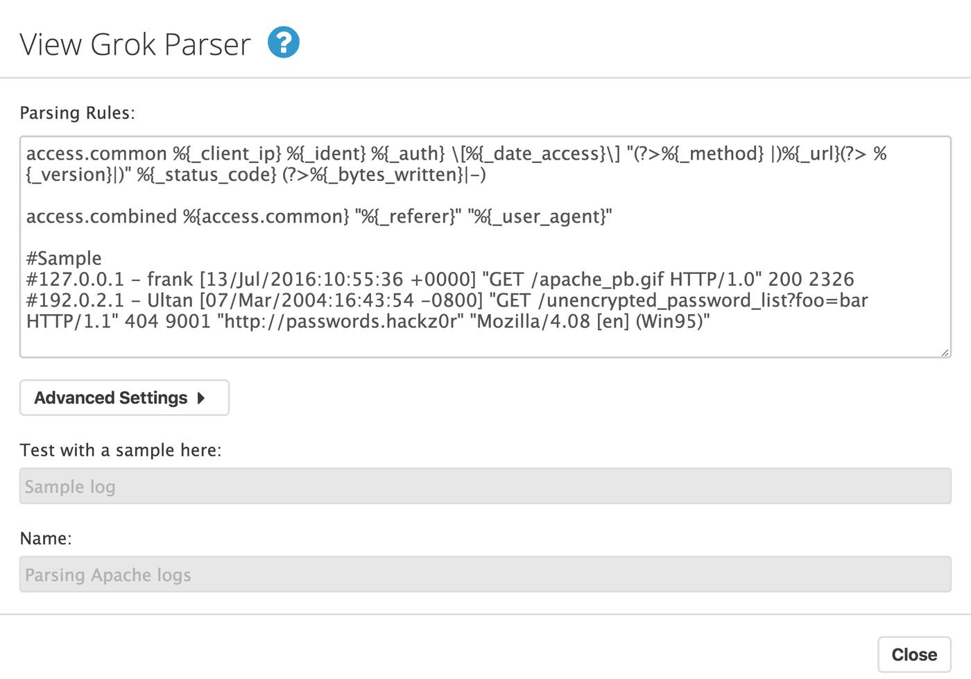 Monitor Apache Datadog: log parsing pipeline rules Monitor Apache Datadog: log parsing pipeline rules