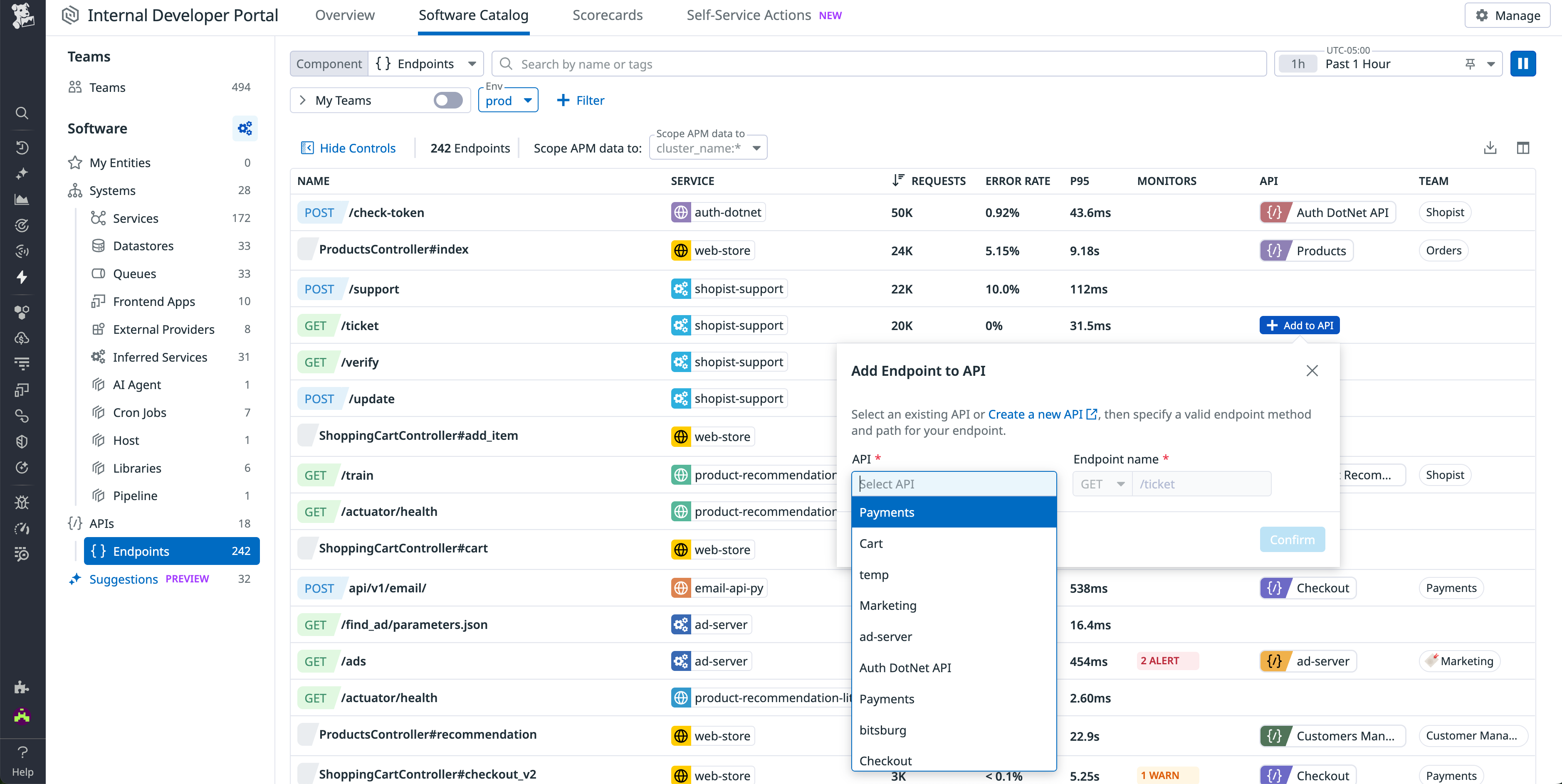 Software Catalog register endpoint
