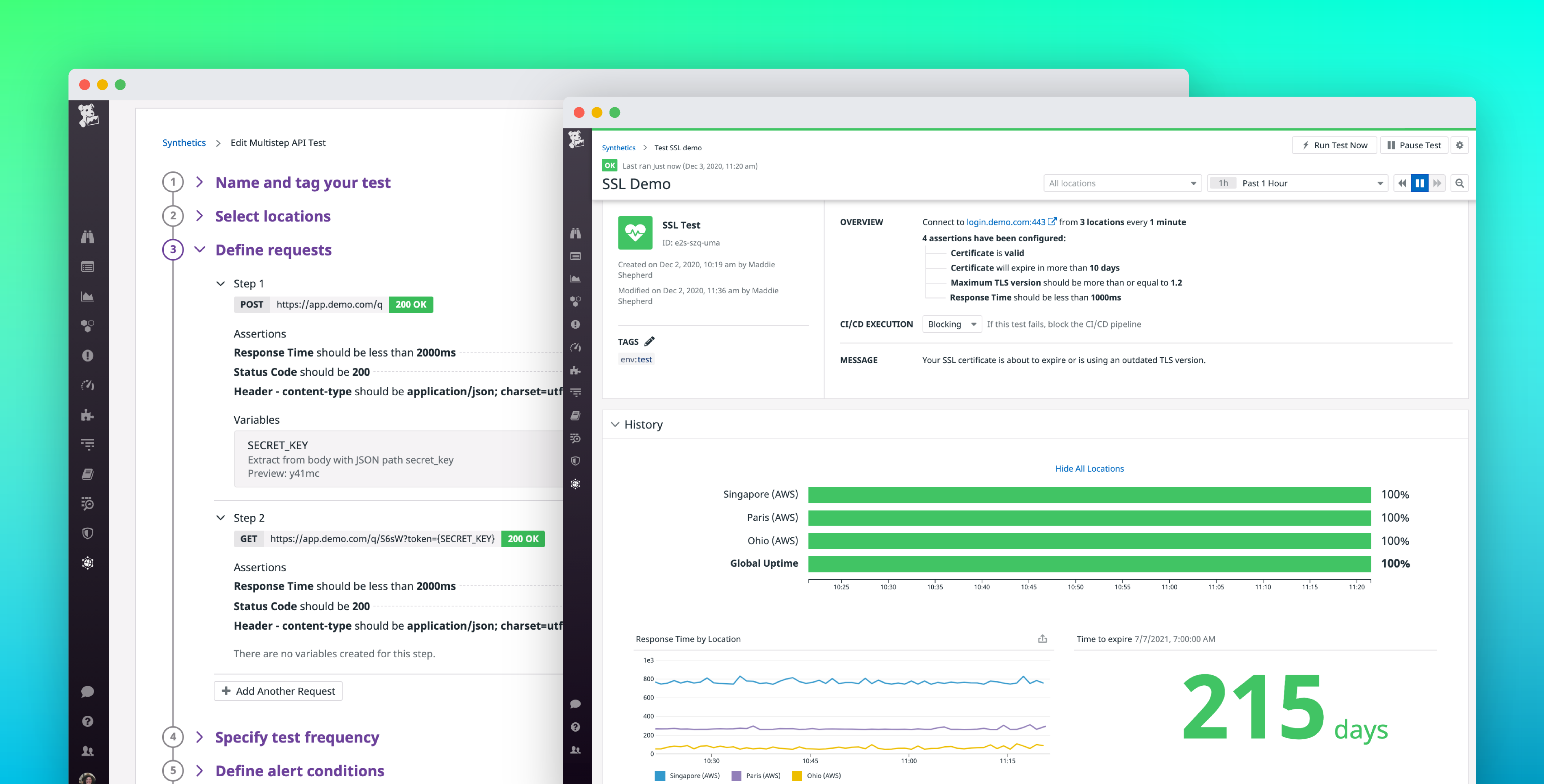 Monitor your workflows with Datadog SSL, TCP, and multistep API tests