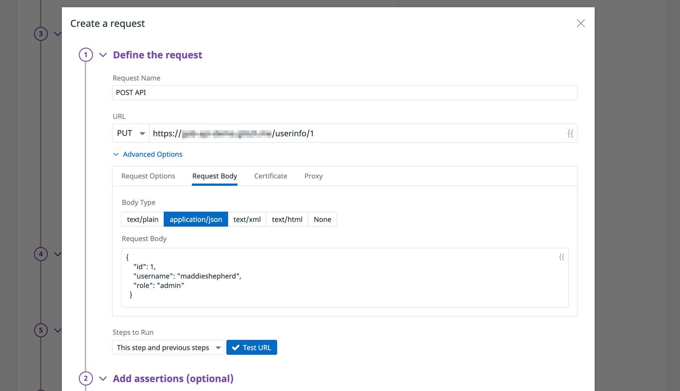 Make a PUT request in a multistep test Make a PUT request in a multistep test