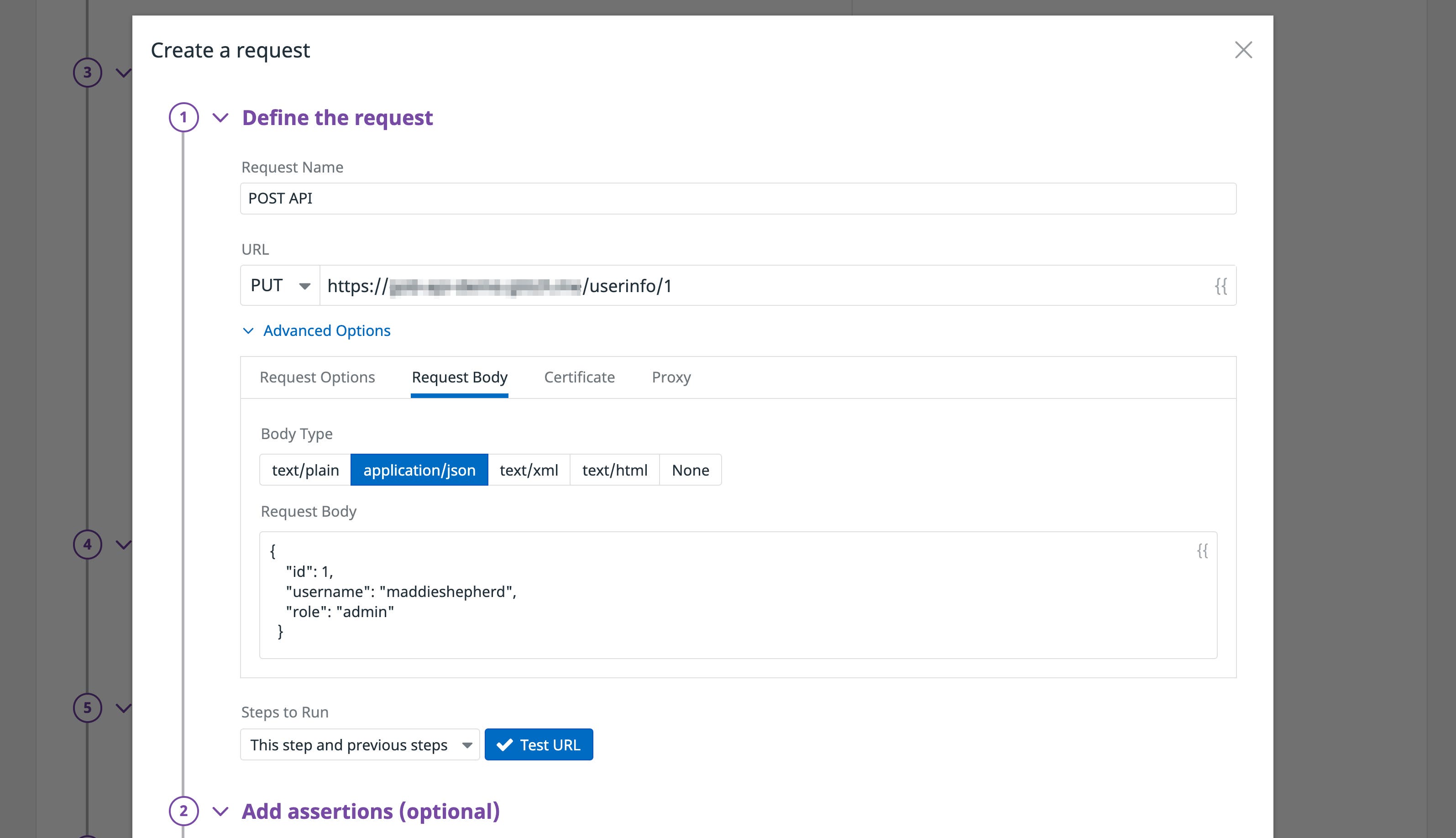 Make a PUT request in a multistep test Make a PUT request in a multistep test