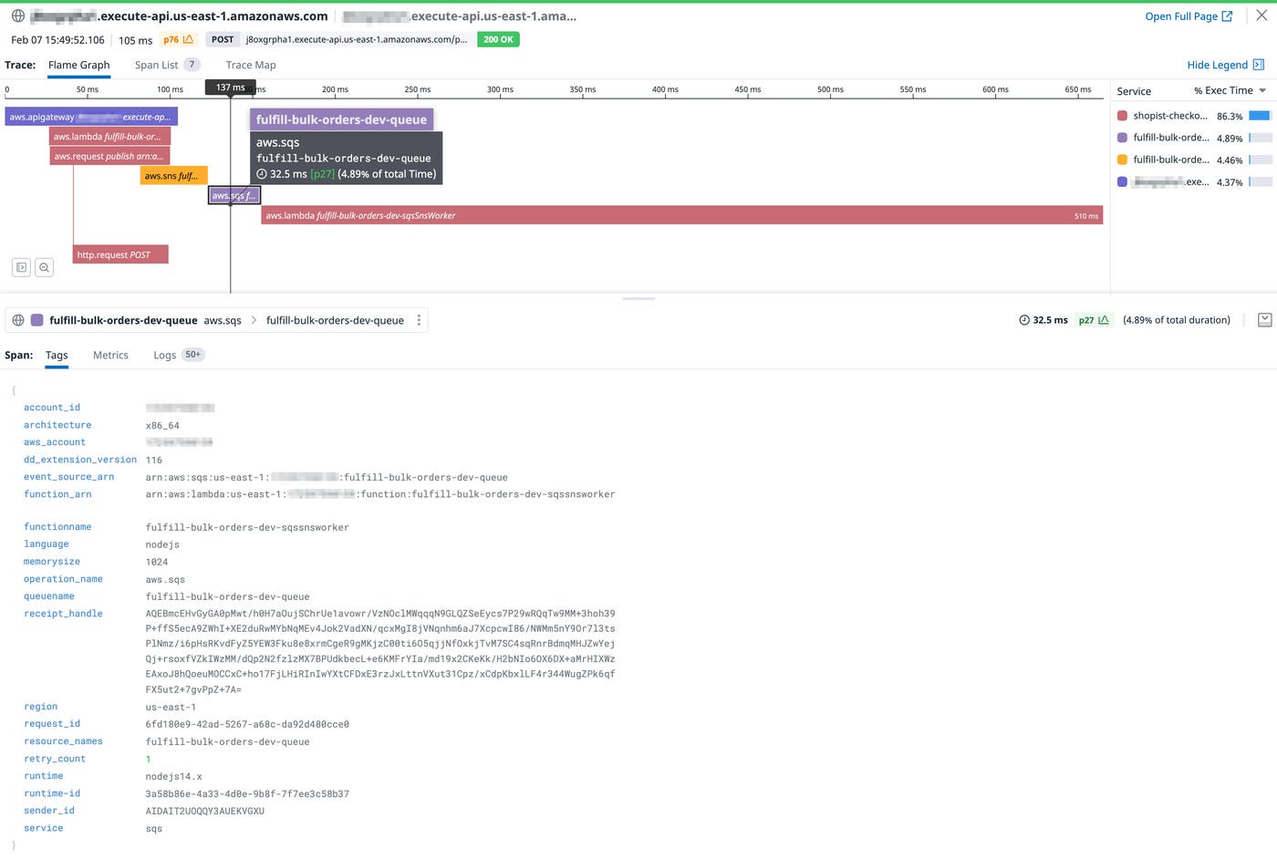 View the trace's flame graph for more context View the trace's flame graph for more context