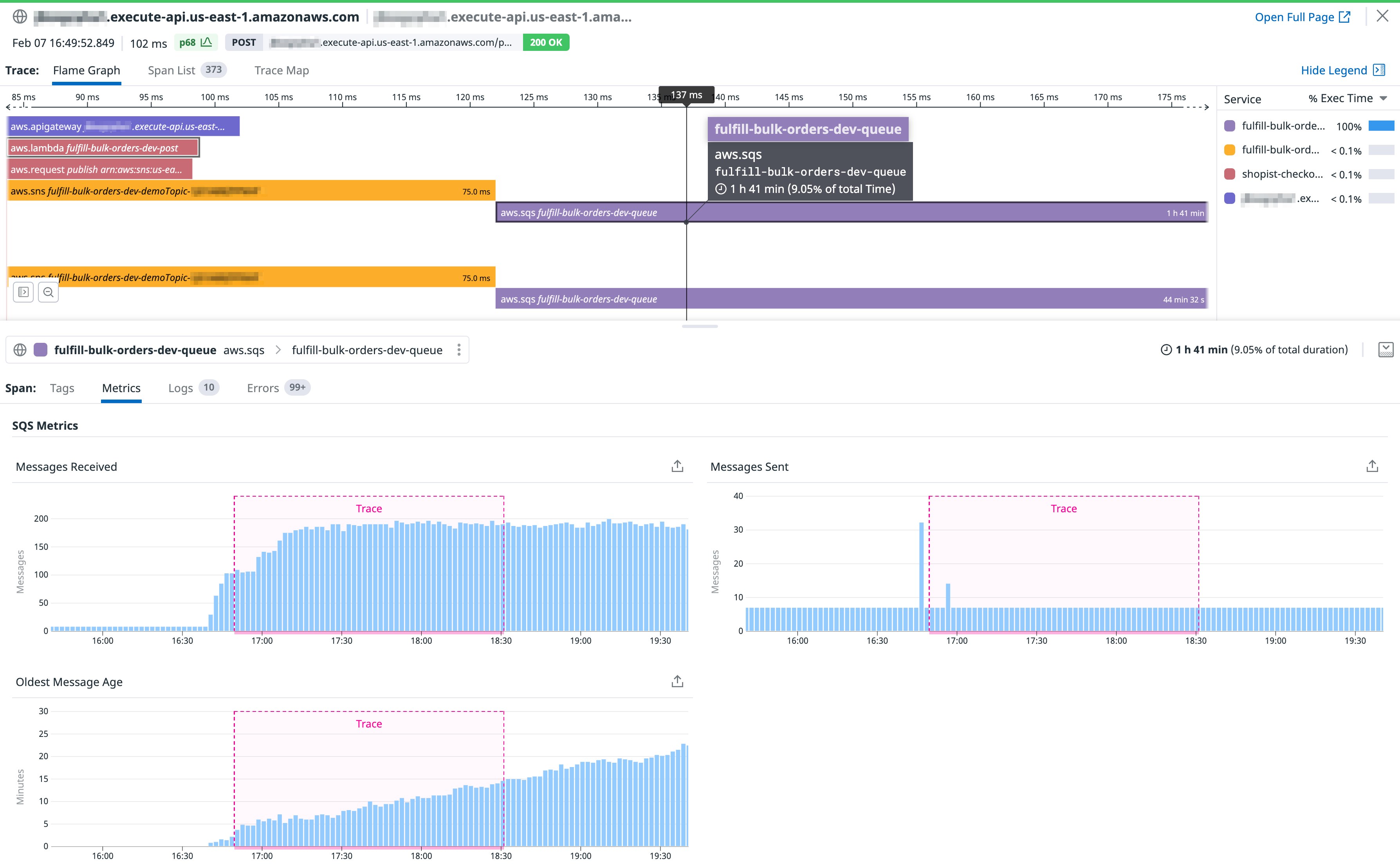 View integration metrics directly in the trace view