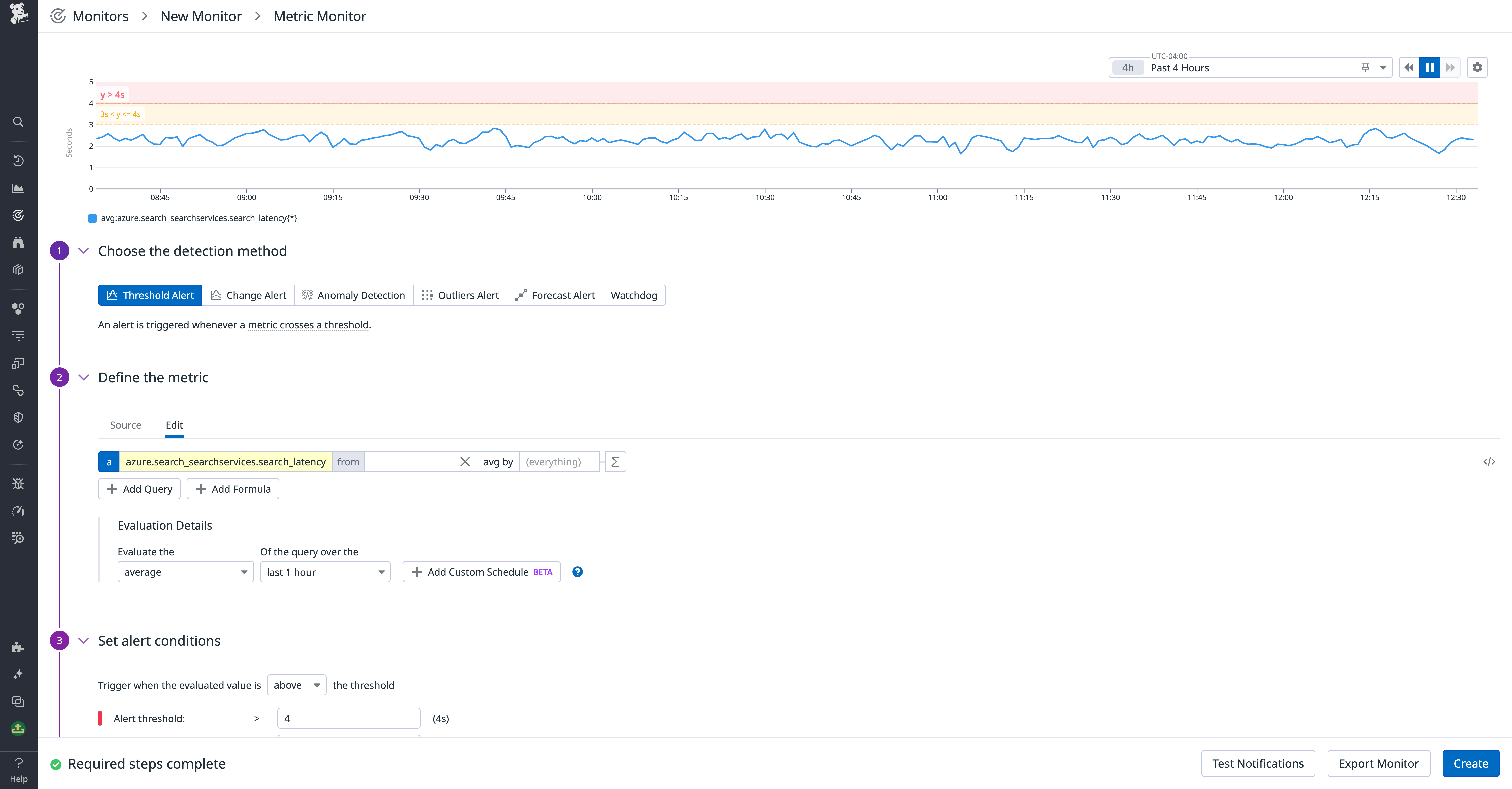Creating a metric monitor for Azure AI Search latency
