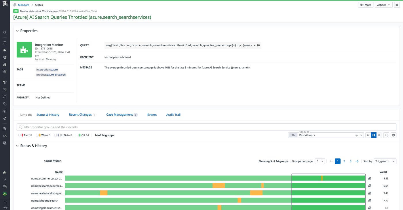Monitoring Azure AI Search query throttling with the out-of-the-box monitor Monitoring Azure AI Search query throttling with the out-of-the-box monitor