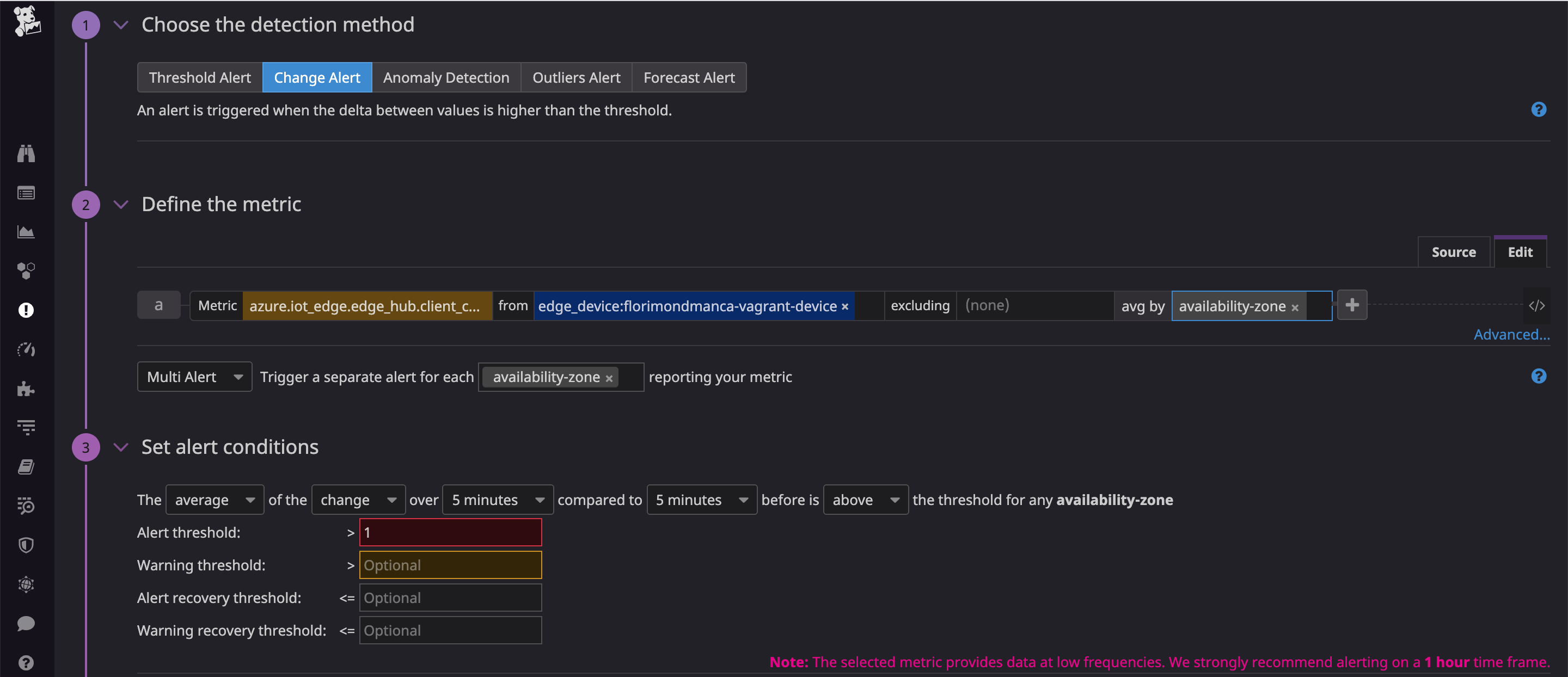 You can set up alerts on any IoT Edge metric collected to get notified as soon as a problem occurs.