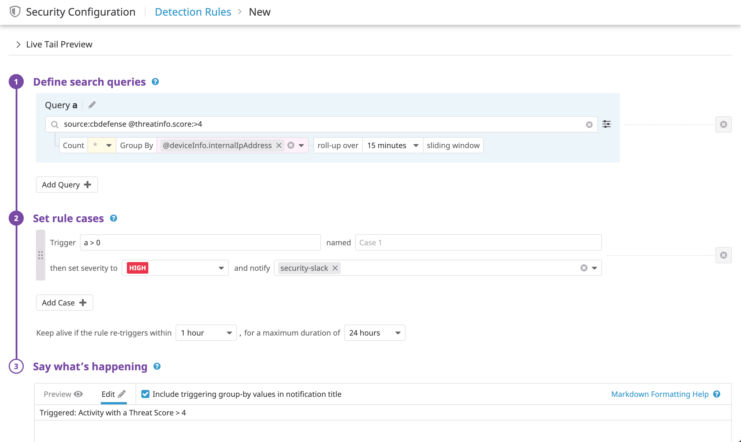Create new detections rules based on Carbon Black logs for endpoint protection