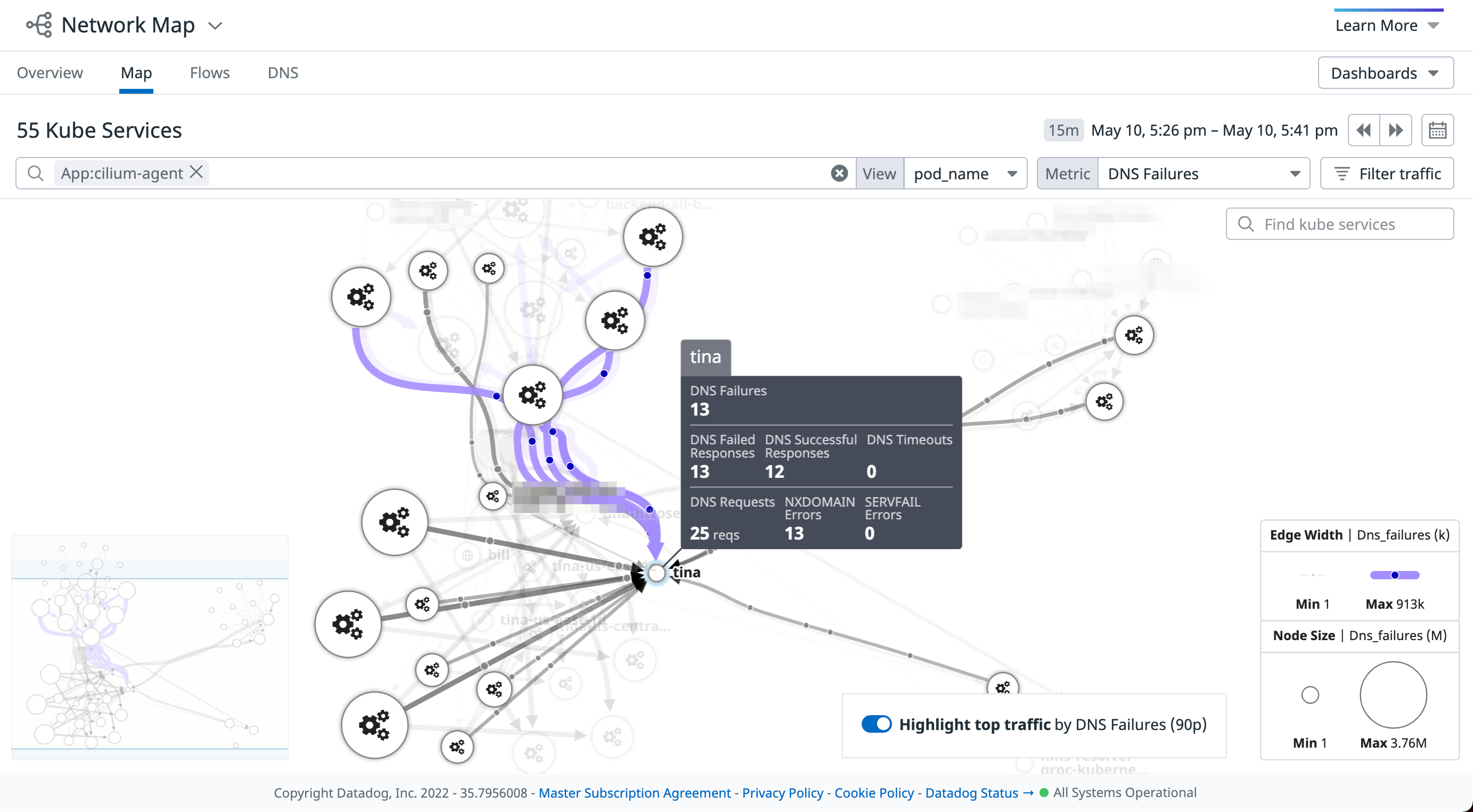 View Cilium traffic with Datadog's network map