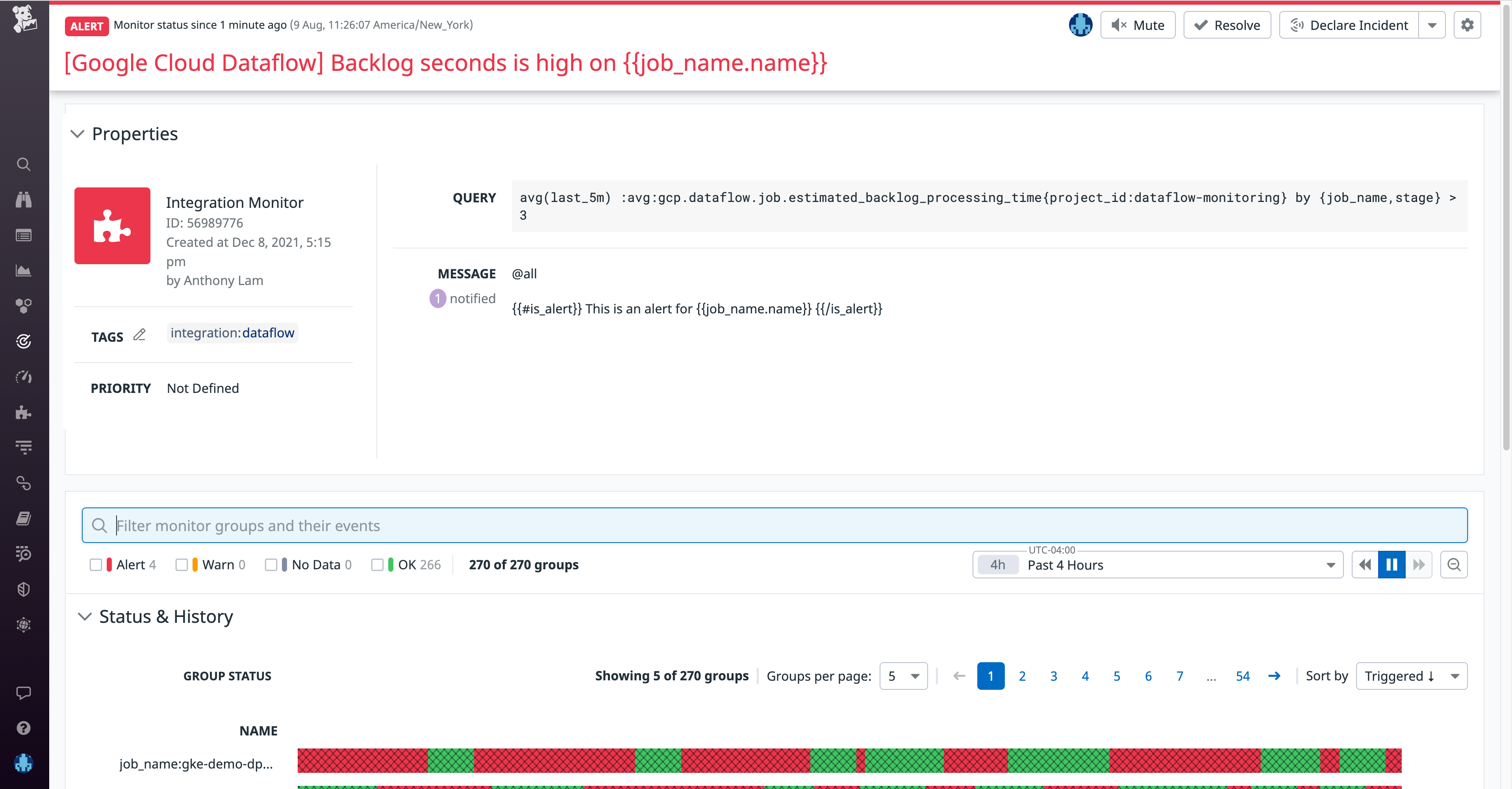 Create or leverage preconfigured monitors for your Dataflow pipelines