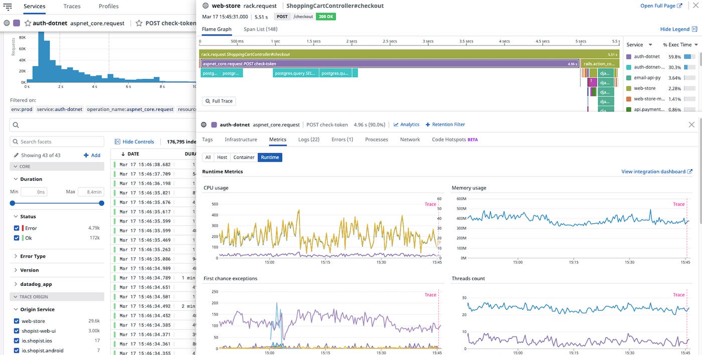 .NET runtime metrics are available through Datadog APM .NET runtime metrics are available through Datadog APM