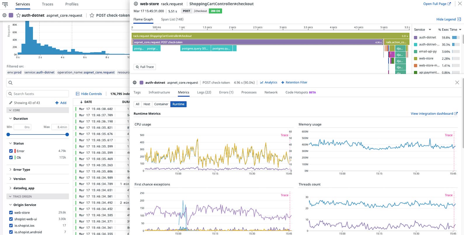.NET runtime metrics are available through Datadog APM .NET runtime metrics are available through Datadog APM