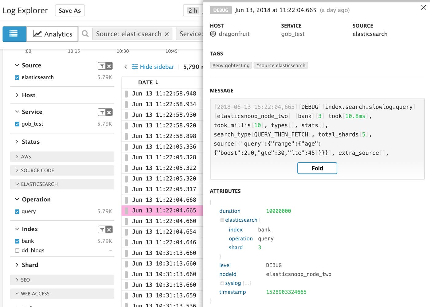 Datadog APM - Elasticsearch service page Datadog APM - Elasticsearch service page