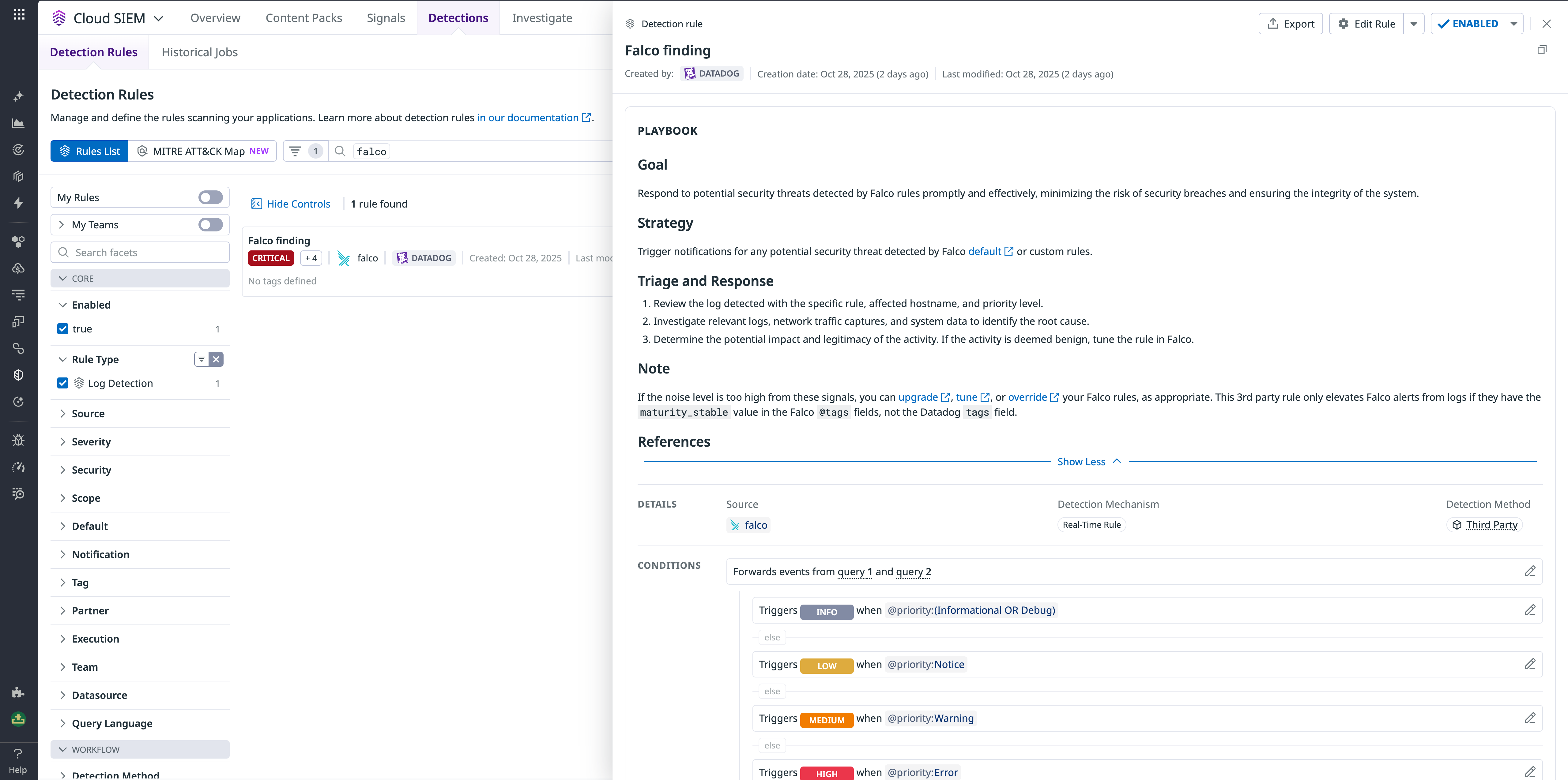 The Falco security signal that can help you detect attacks in Cloud SIEM