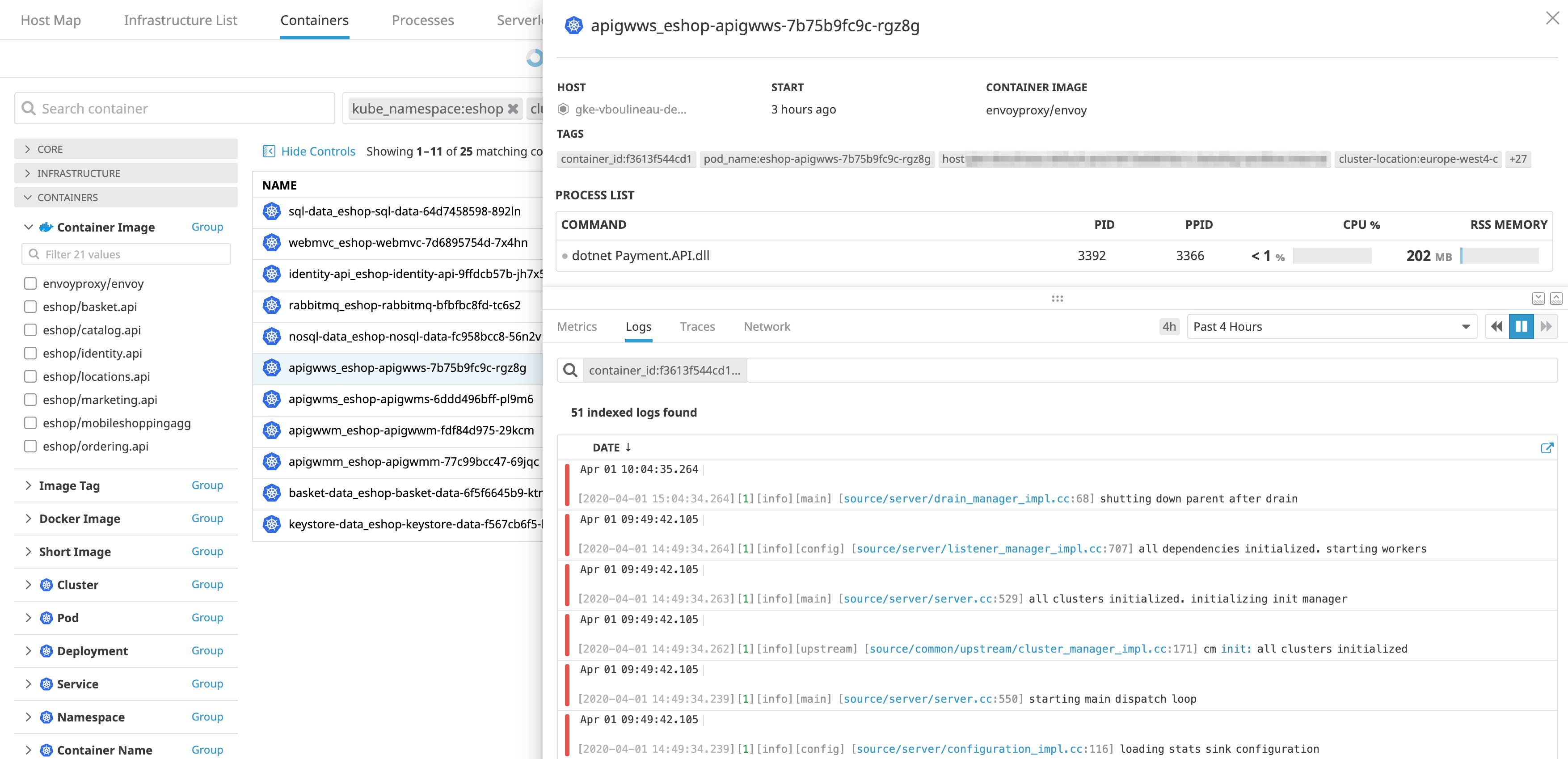 View a list of containers in real time View a list of containers in real time