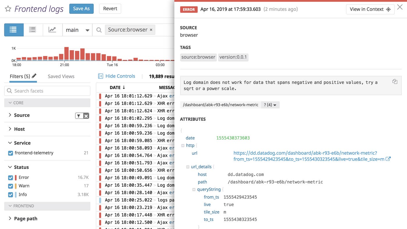 monitor javascript console logs with Datadog's new javascript logging library monitor javascript console logs with Datadog's new javascript logging library