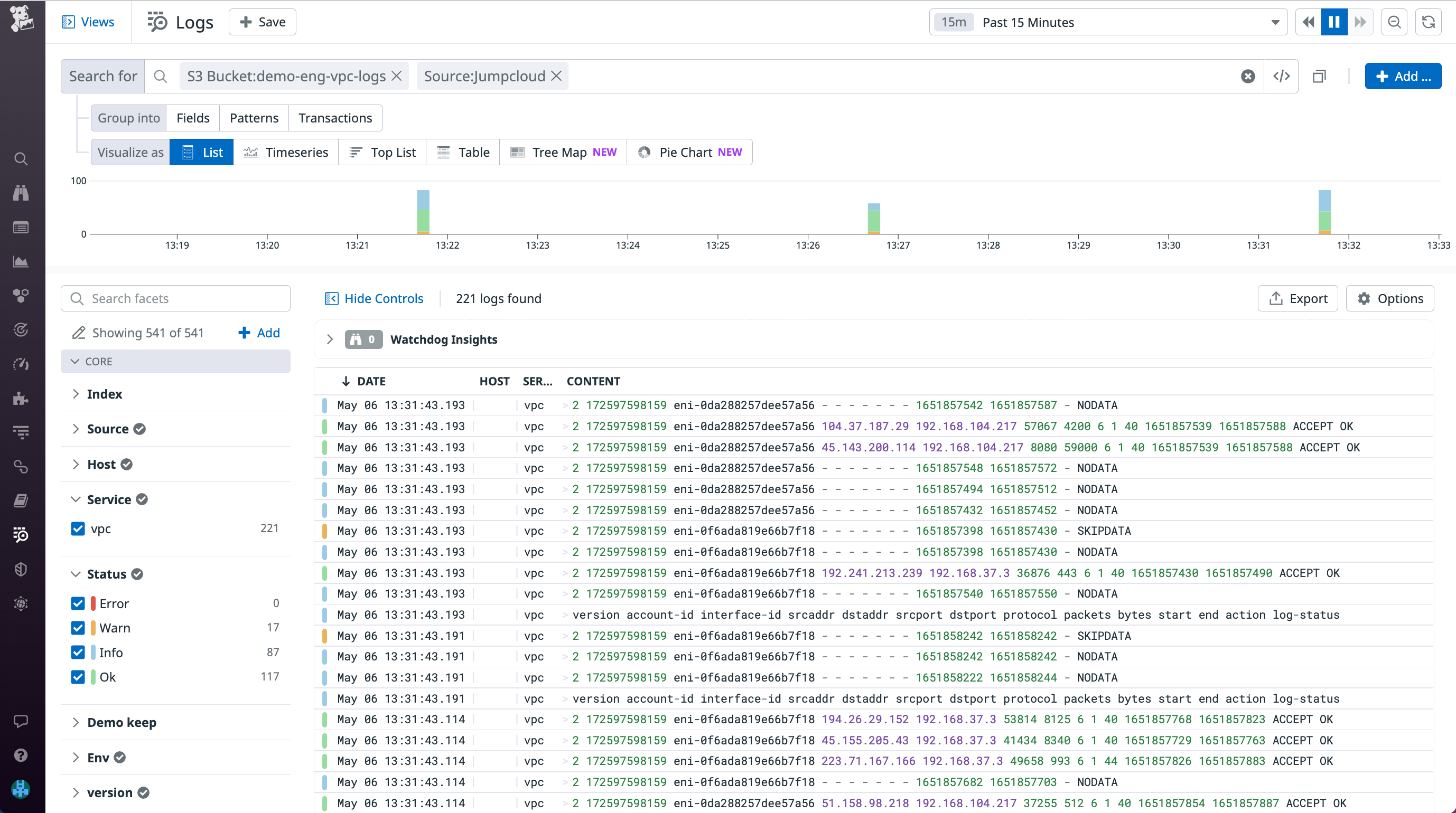 Filter for logs using attributes and tags.