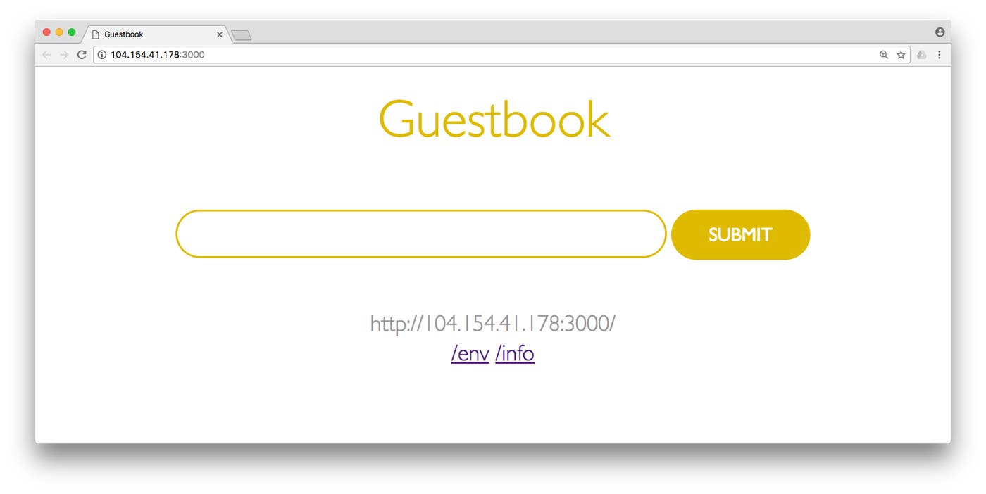 Simple guestbook app interface Simple guestbook app interface