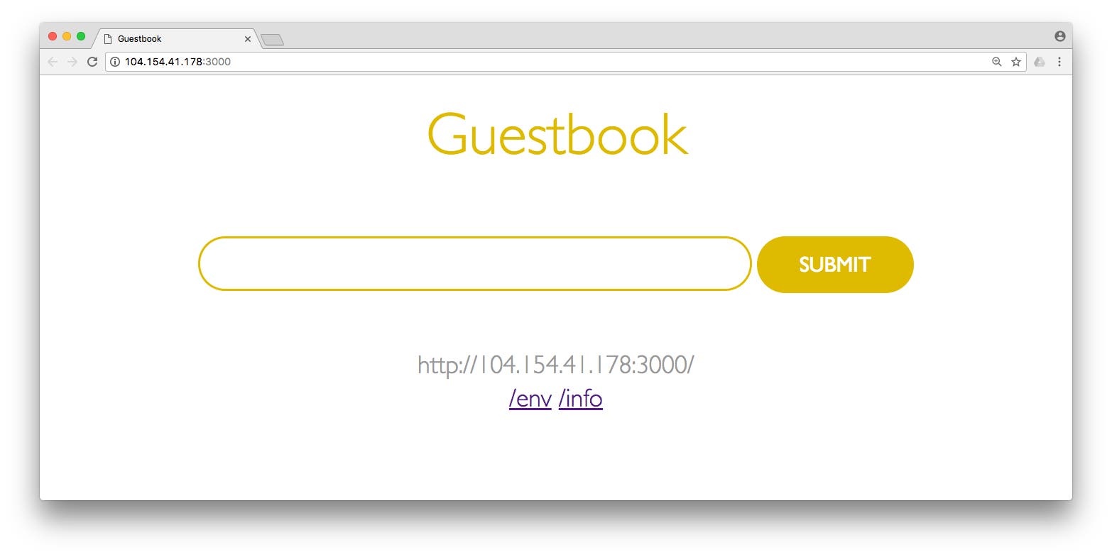 Simple guestbook app interface Simple guestbook app interface