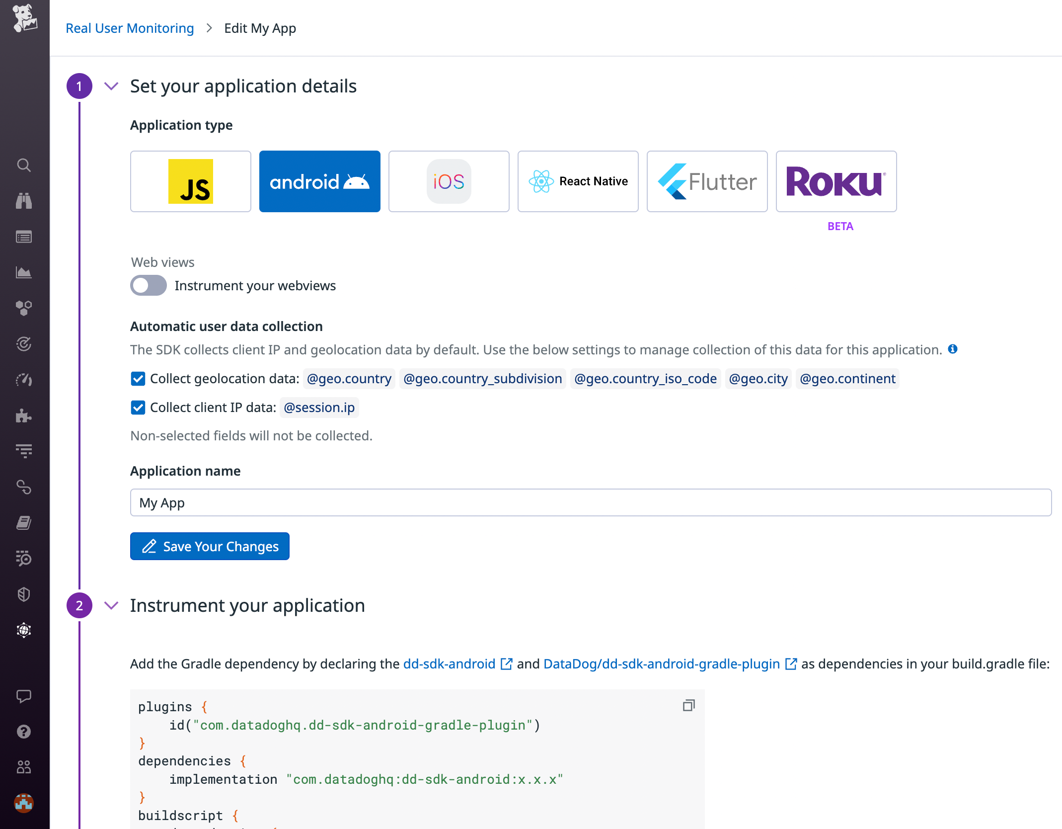 You can use the Datadog UI to configure RUM to collect Mobile Vitals.