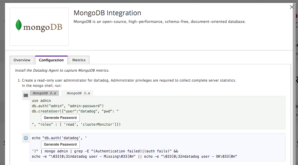 Monitor MongoDB graphs on Datadog