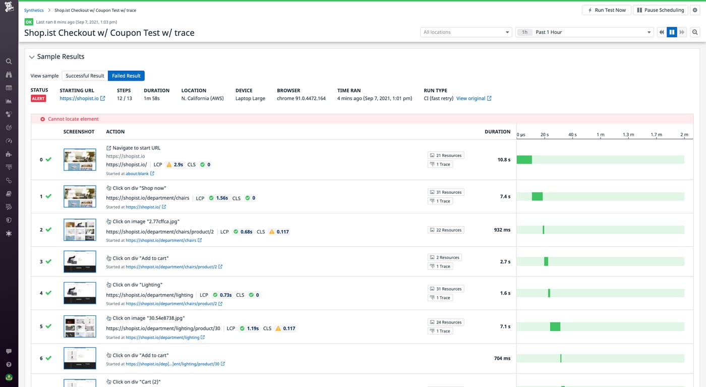Synthetic browser test Synthetic browser test