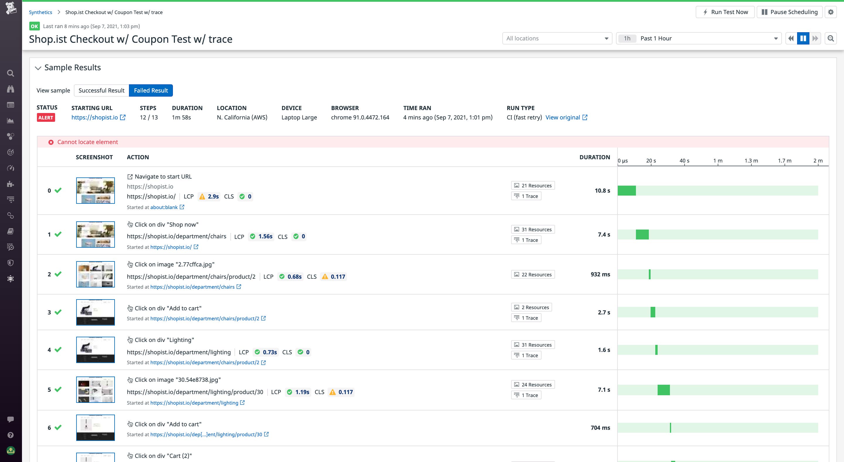 Synthetic browser test Synthetic browser test