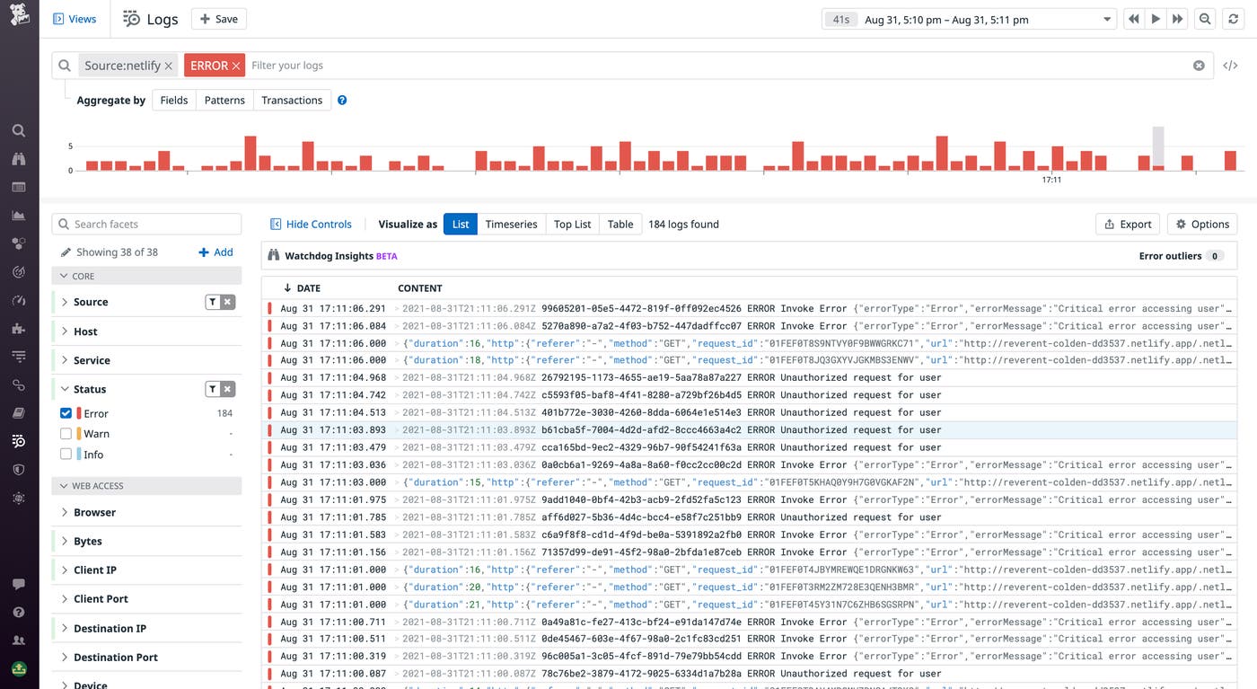 Viewing Netlify function logs in the Log Explorer Viewing Netlify function logs in the Log Explorer